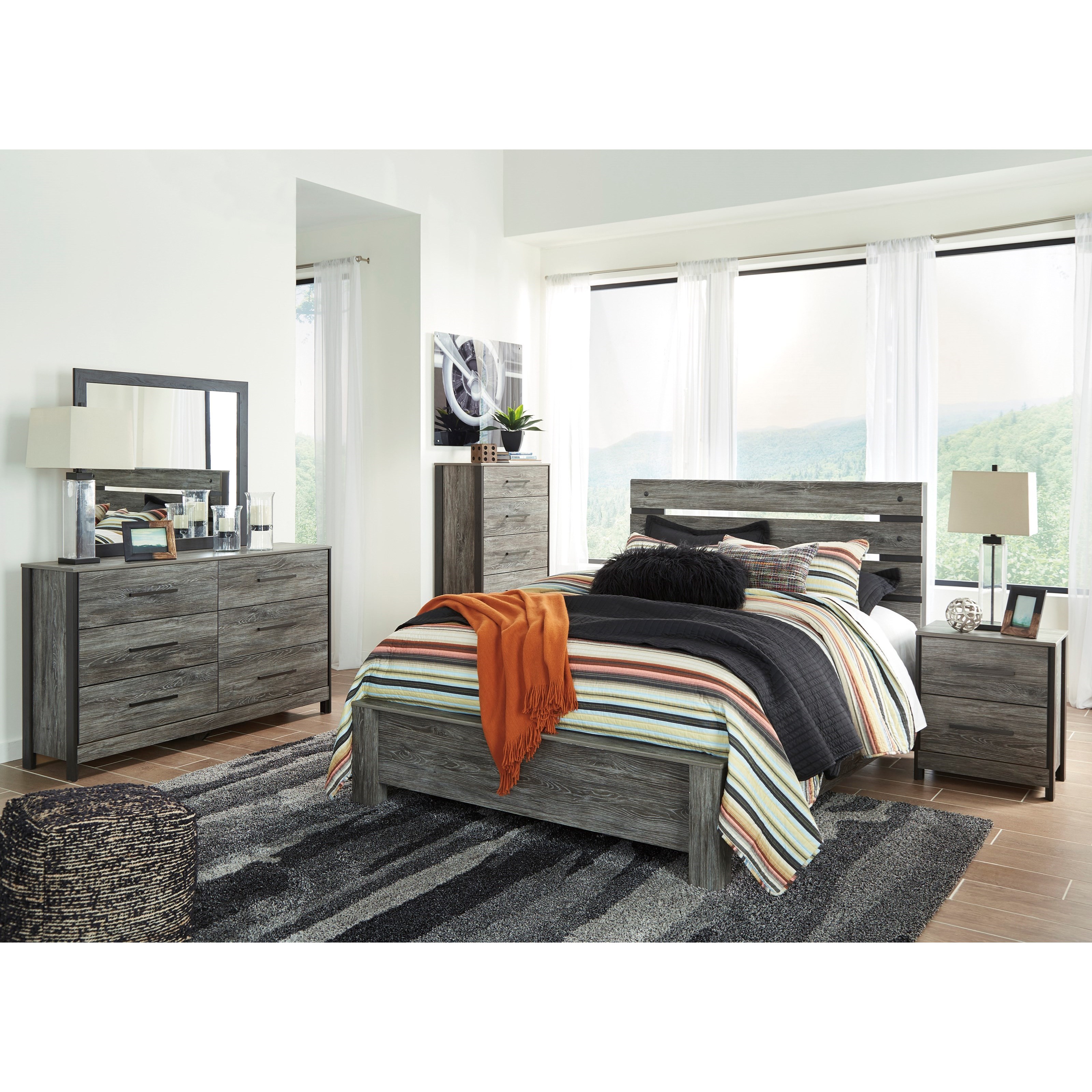 Signature Design by Ashley Cazenfeld Queen Panel Bed with Open Slat Headboard | Pilgrim ...