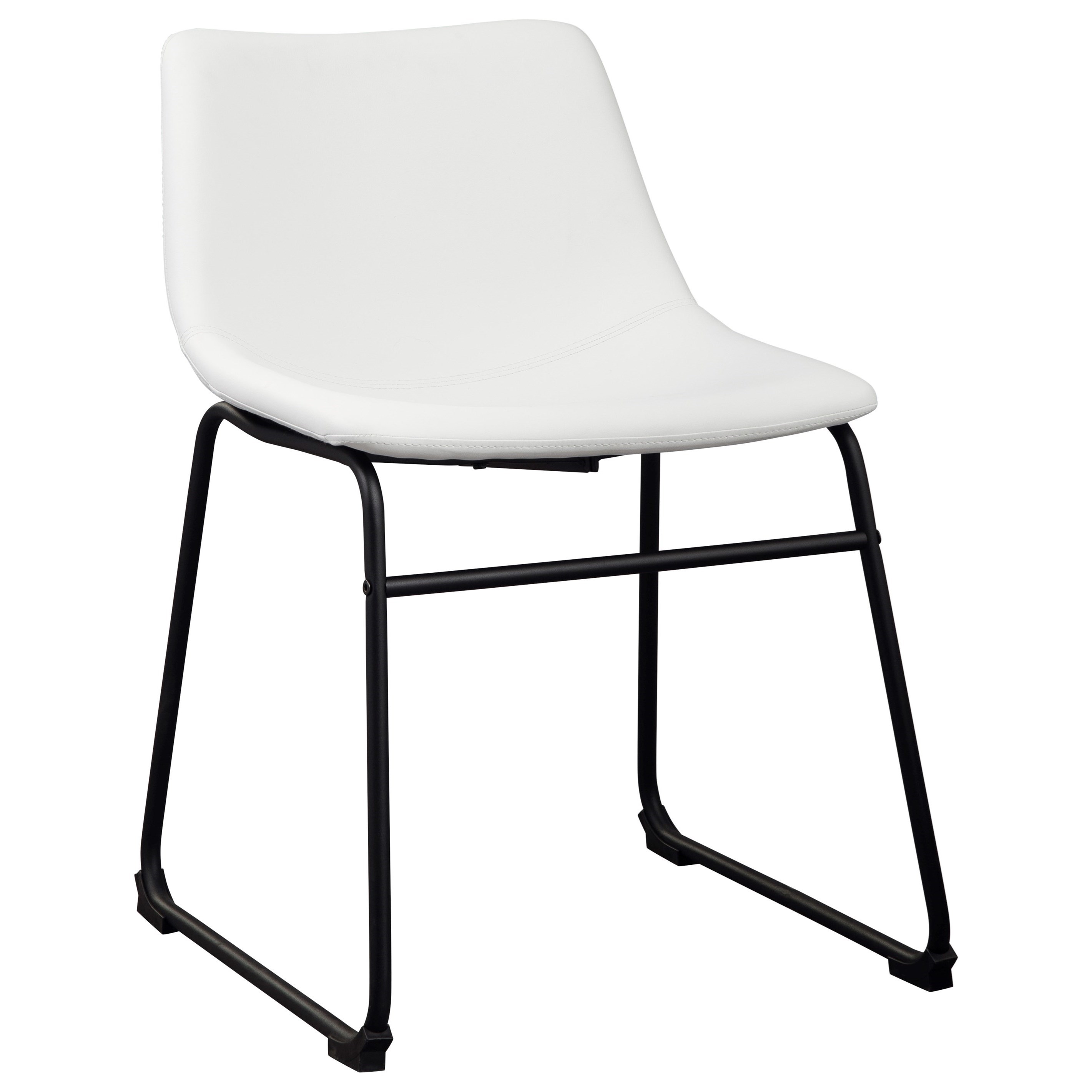 Ashley Signature Design Centiar D372 07 Contemporary White Faux Leather Dining Upholstered Side Chair With Bucket Seat Dunk Bright Furniture Dining Side Chairs