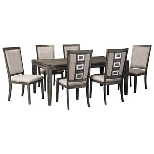 Signature Design by Ashley Chadoni 7 Piece Contemporary Rectangular Table Set