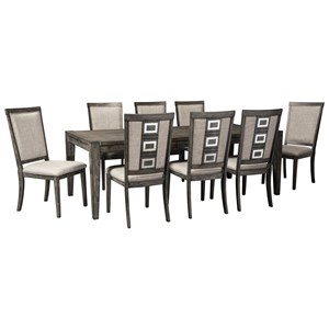 Signature Design by Ashley Chadoni 9 Piece Contemporary Rectangular Table Set