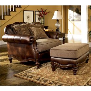 Signature Design by Ashley Claremore - Antique Chair and 1/2 and Ottoman