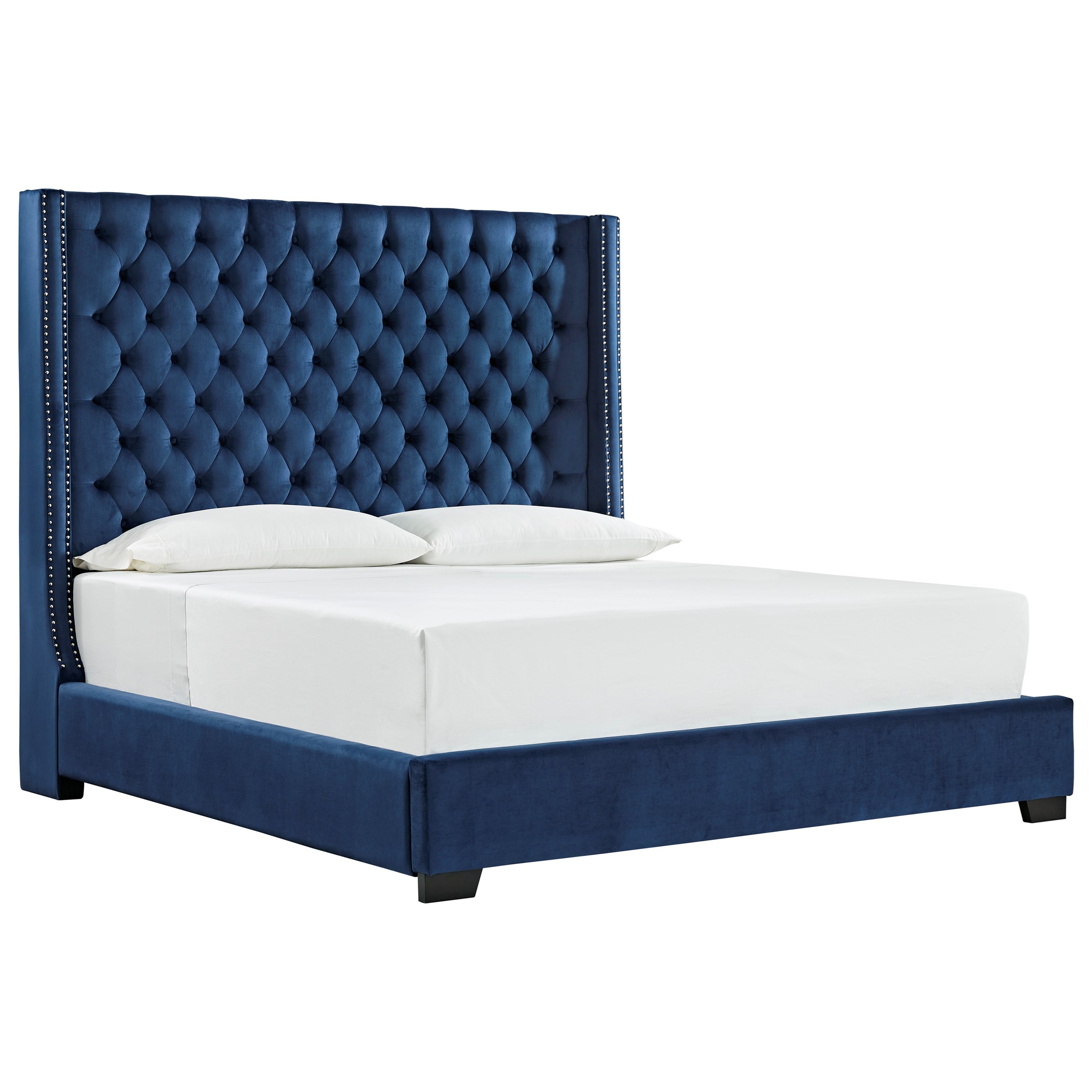 Blue velvet tufted headboard Clearance