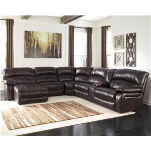 Signature Design by Ashley Damacio - Dark Brown Rec Sectional w/ Console & Press Back Chaise