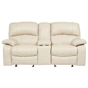 Signature Design by Ashley Damacio - Cream Glider Recliner Power Loveseat w/ Console