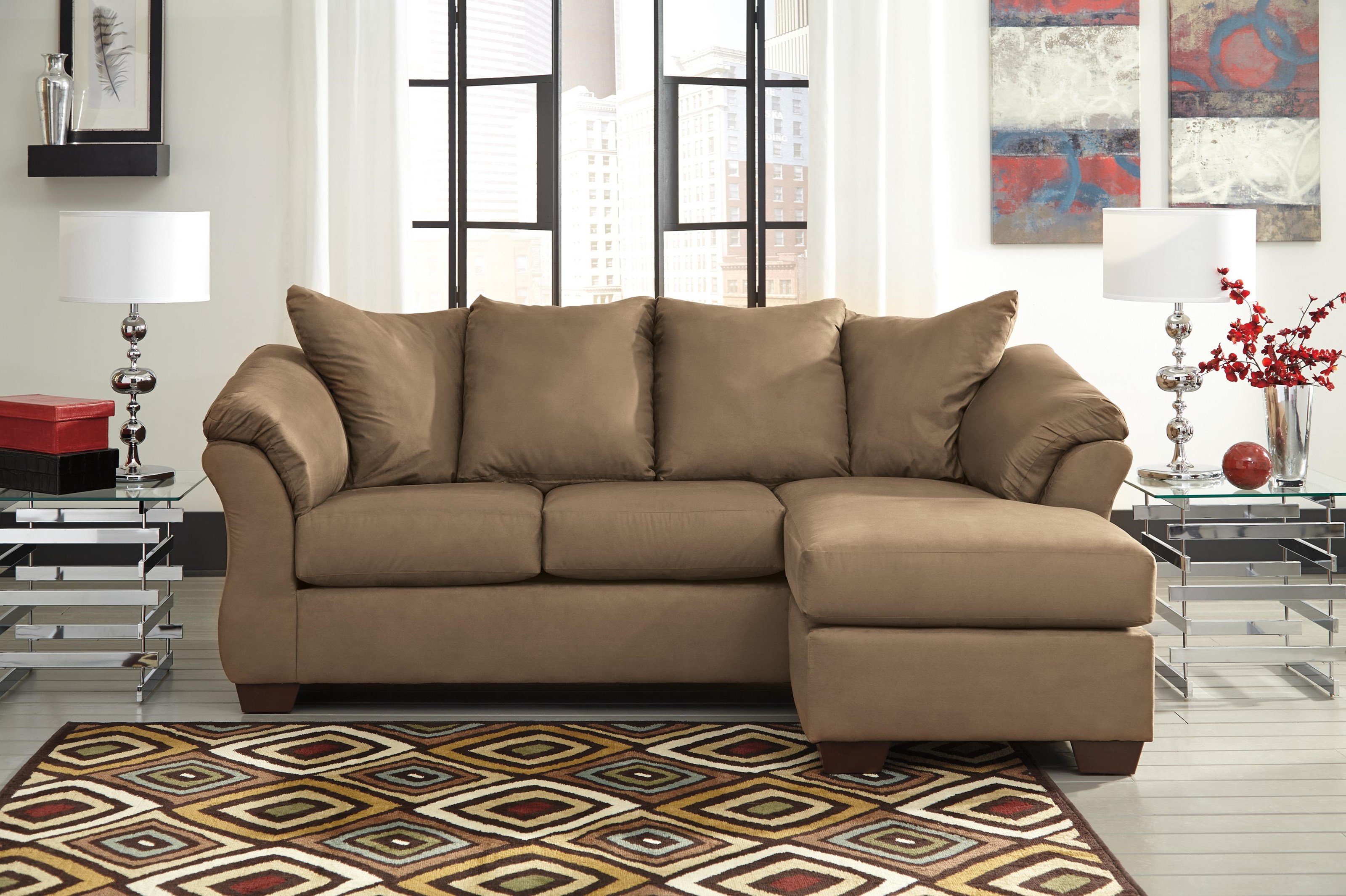 Signature Design By Ashley Darcy Mocha 7500218 20 14 Chaise Sofa Chair And Ottoman Set Sam Levitz Outlet Stationary Living Room Groups