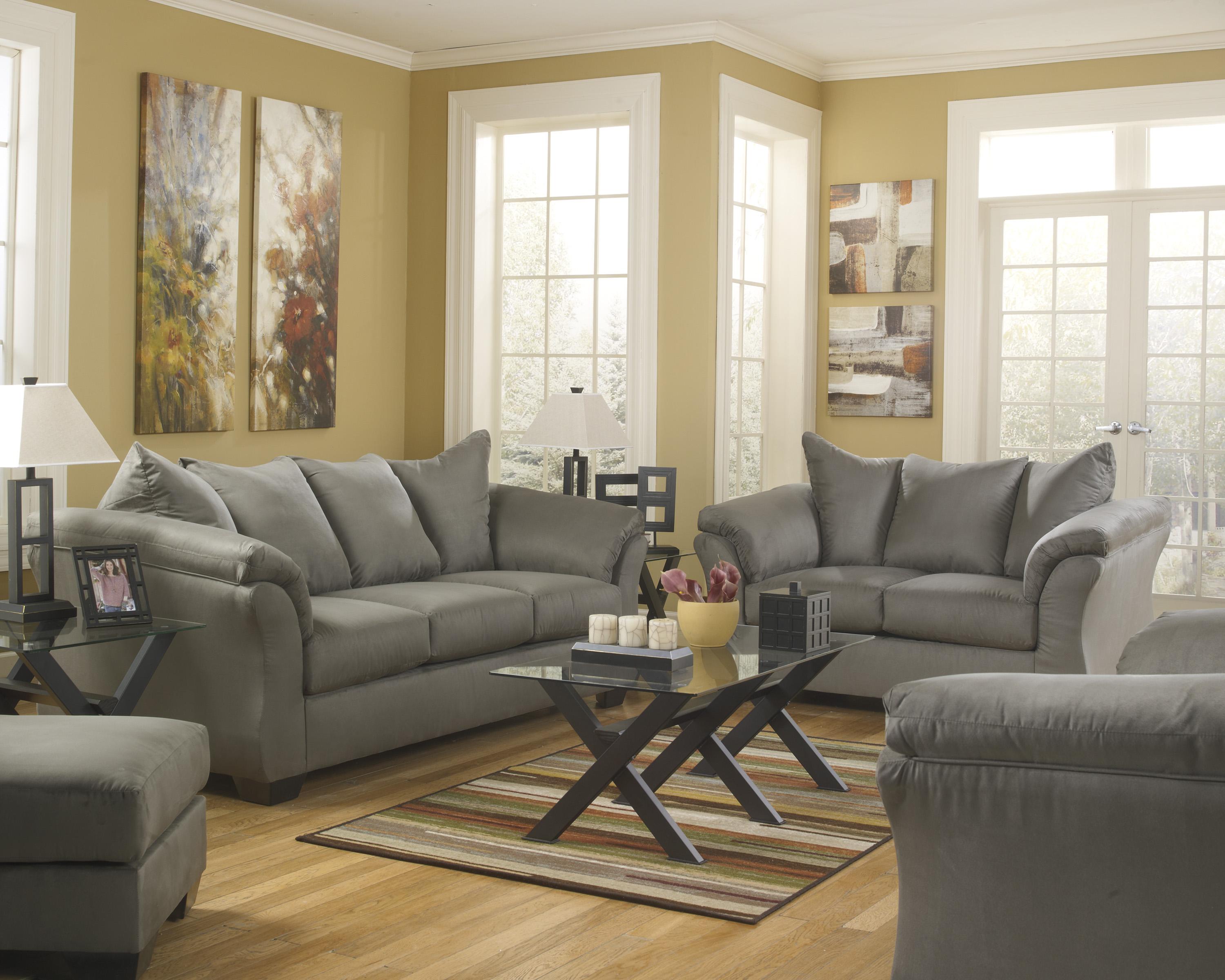 Signature Design By Ashley Darcy Cobblestone Stationary Living Room Group Wayside Furniture Stationary Living Room Groups