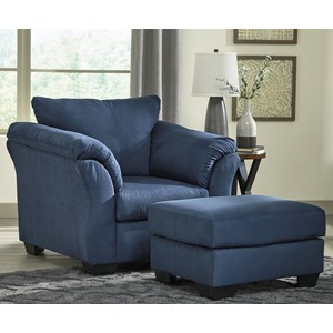 Signature Design by Ashley Darcy - Blue Upholstered Chair and Ottoman