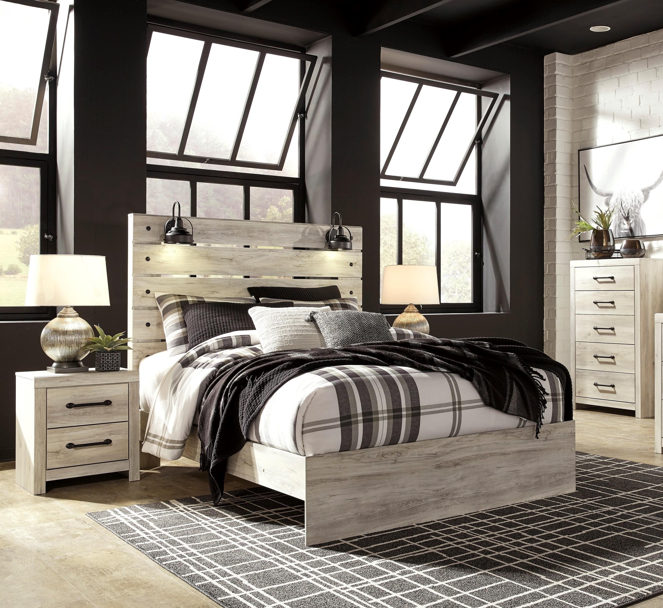 King Panel Bed, 2 Drawer Nightstand 
