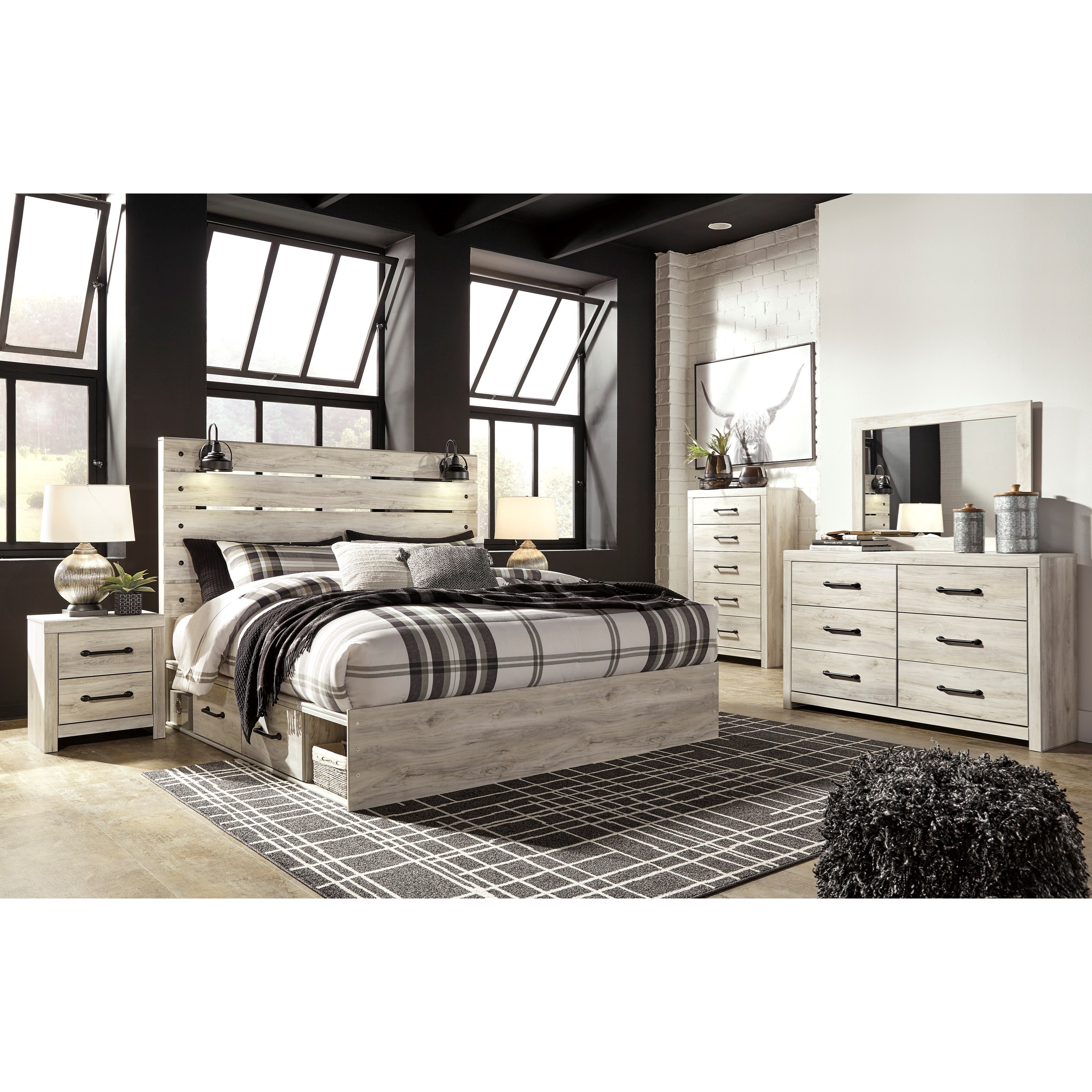 Benchcraft Cambeck Rustic King Storage Bed with 4 Drawers ...