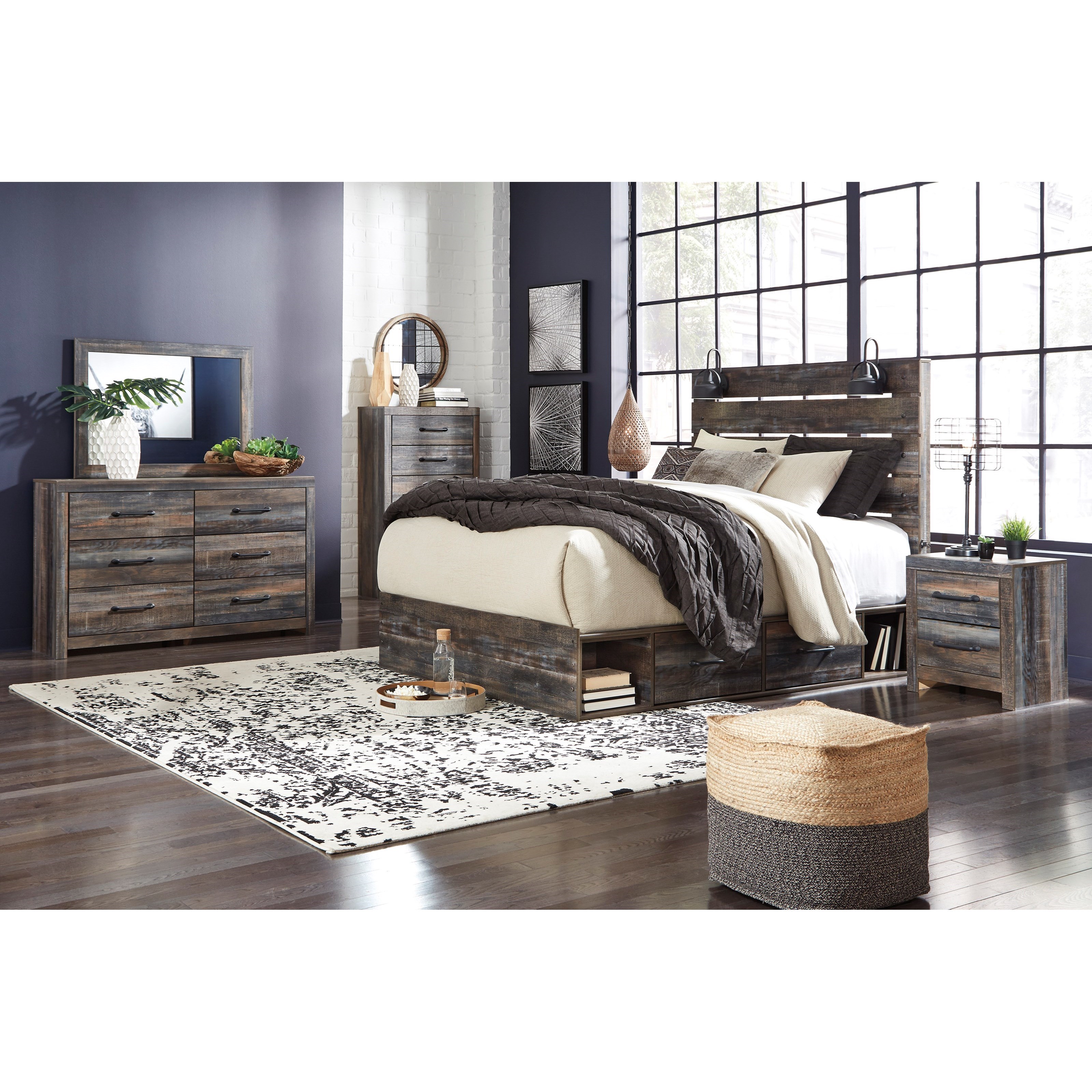Signature Design by Ashley Drystan Rustic Queen Storage ...