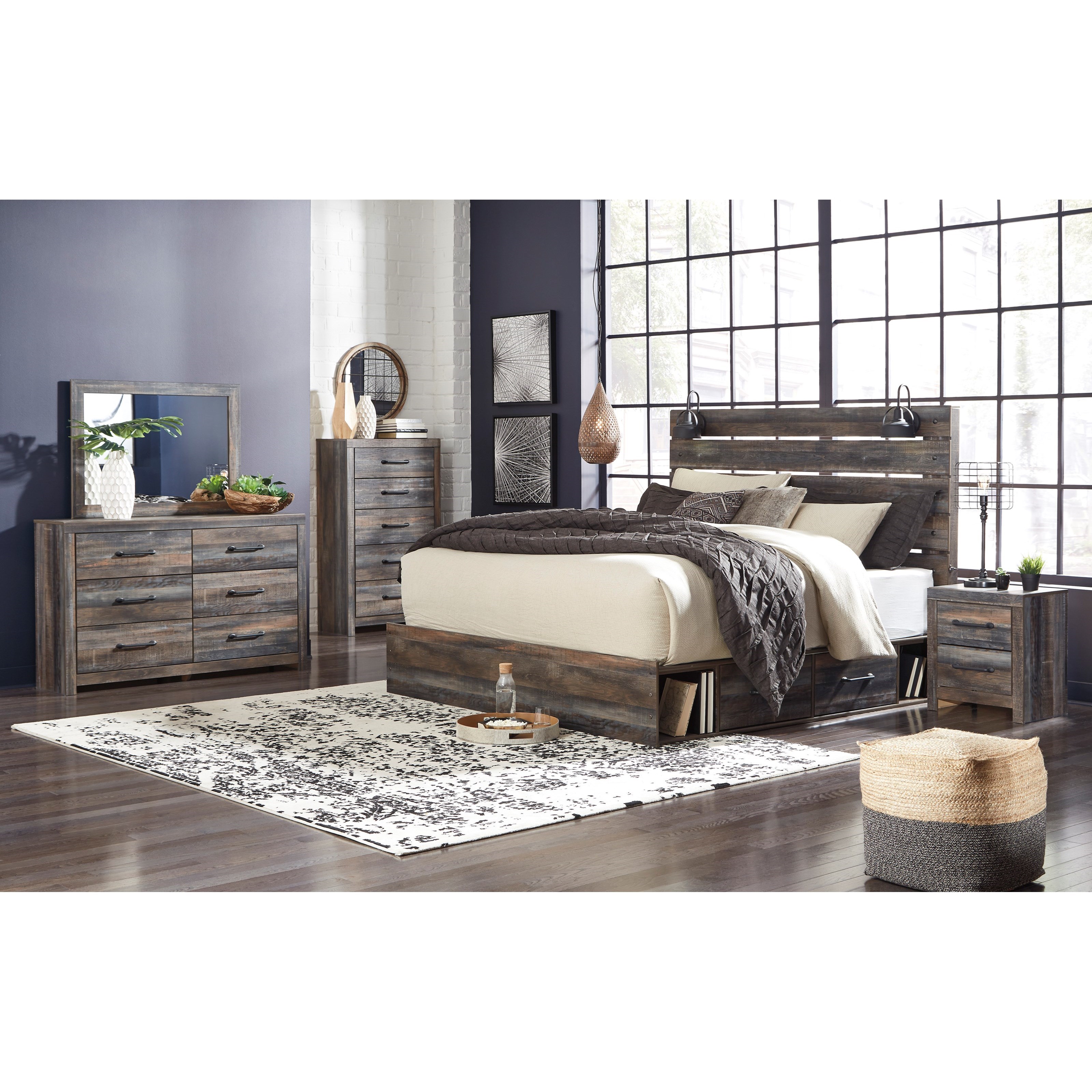 Signature Design by Ashley Drystan Rustic King Storage Bed ...