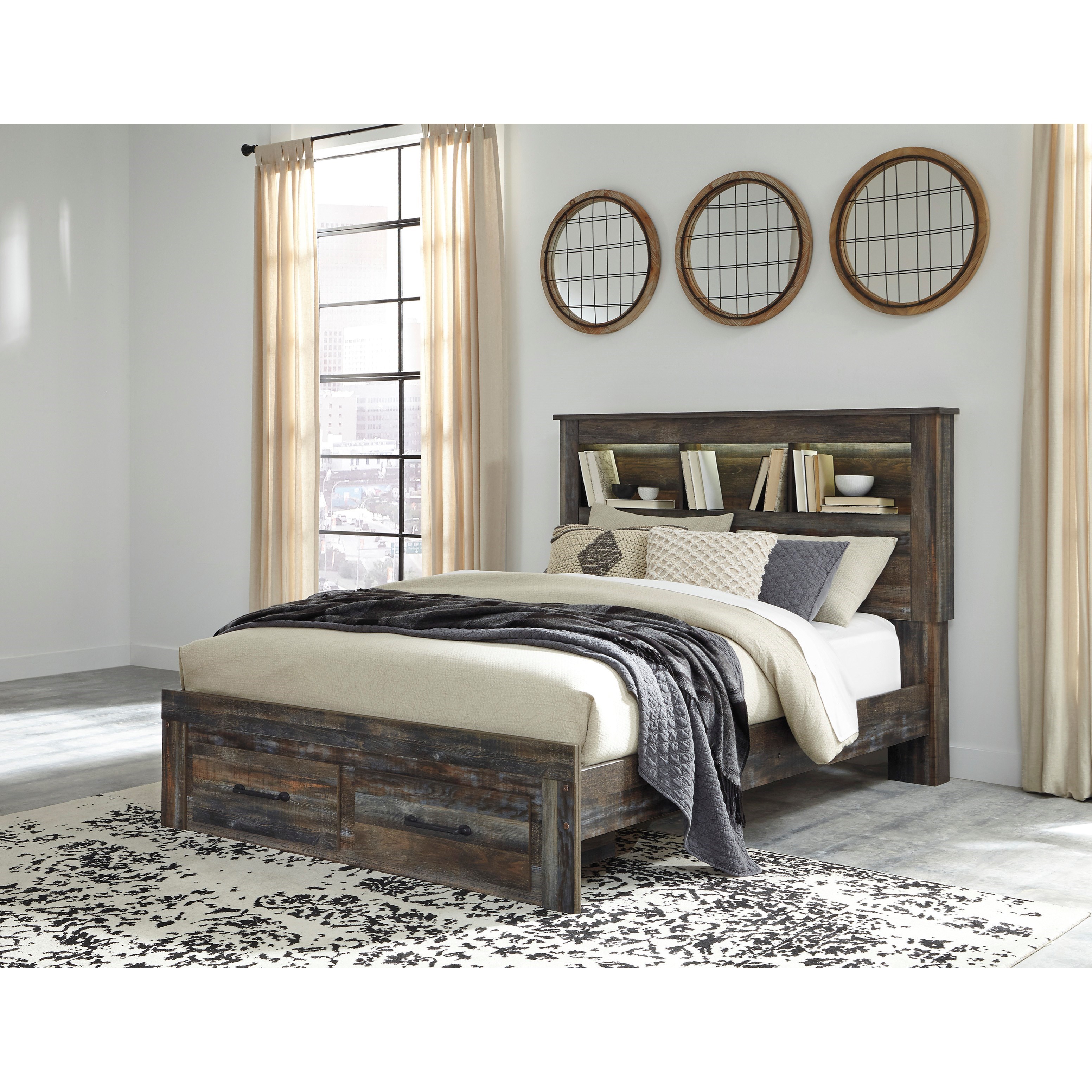 Signature Design by Ashley Drystan Rustic Queen Bookcase Bed with