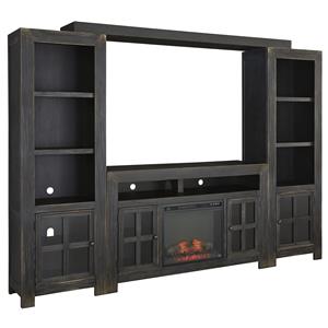 Signature Design by Ashley Gavelston TV Stand with Fireplace, Piers & Bridge