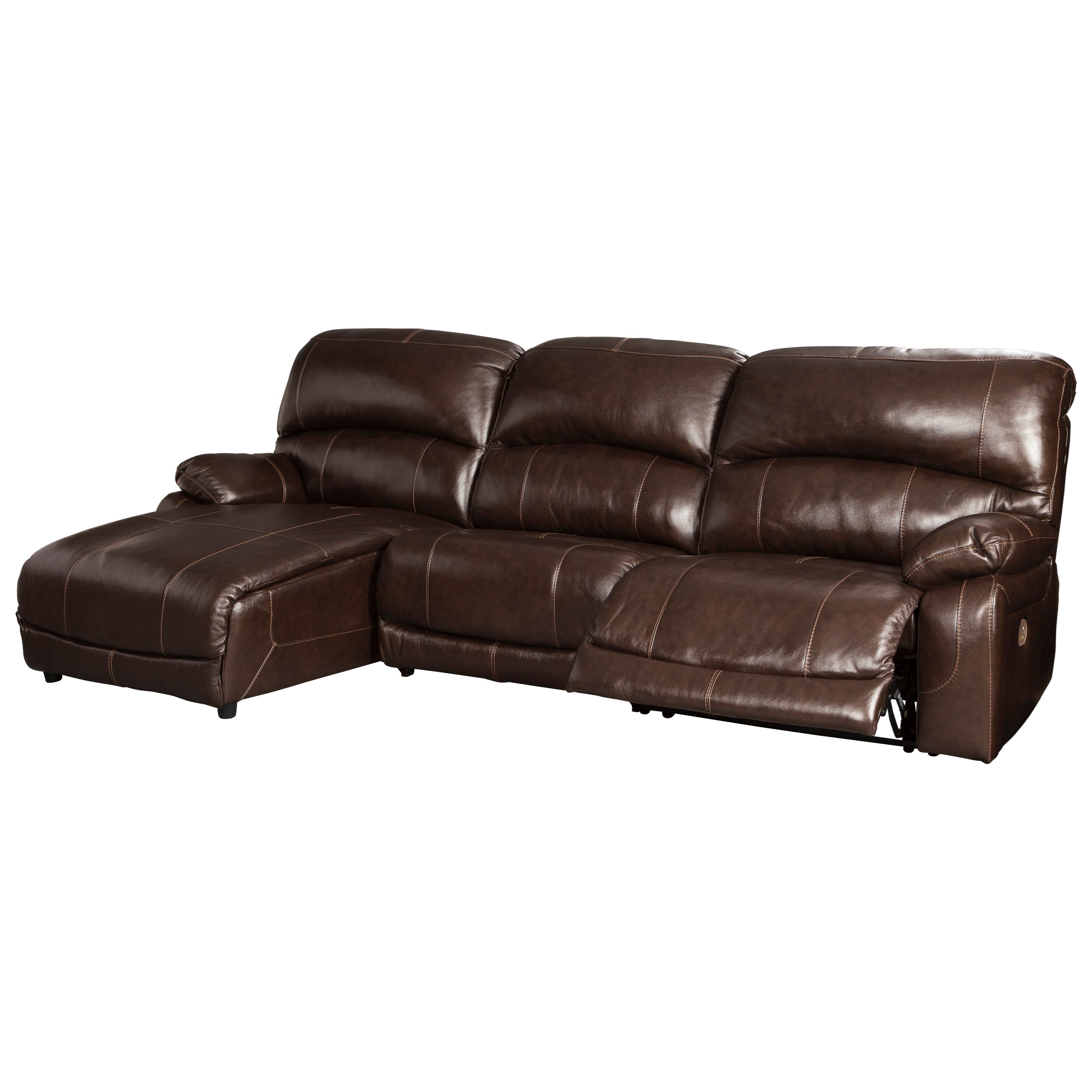 Signature Design by Ashley Hallstrung Leather Match 3-Piece Reclining Sectional with Left Chaise ...