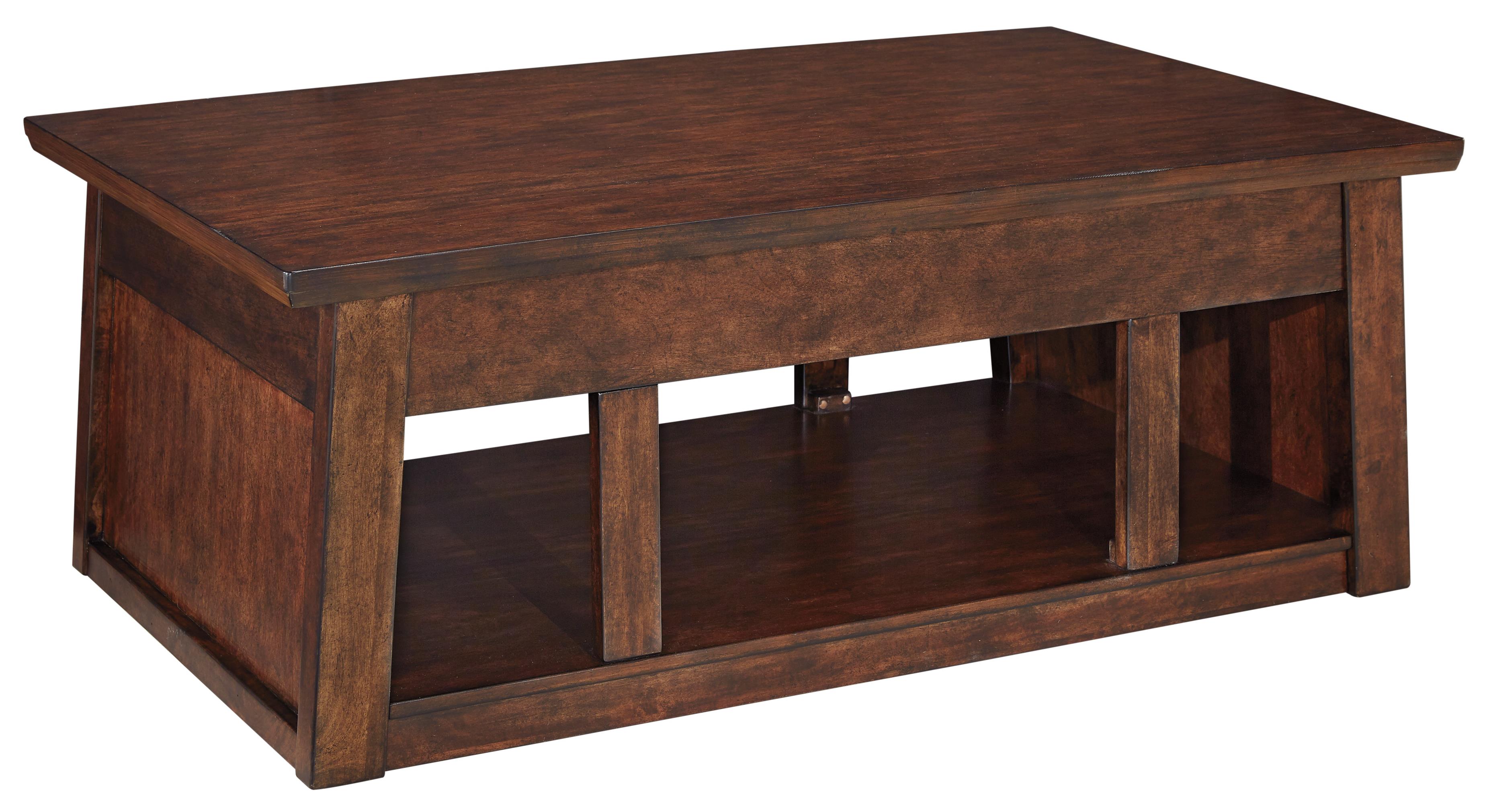 Ashley Signature Design Harpan Mango Veneer Lift Top Cocktail Table with Casters Dunk & Bright
