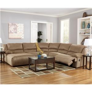 Signature Design by Ashley Hogan - Mocha 5 Piece Motion Sectional with Chaise