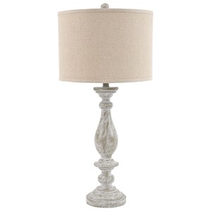 Signature Design by Ashley Lamps - Vintage Style Set of 2 Bernadate Whitewash Table Lamps