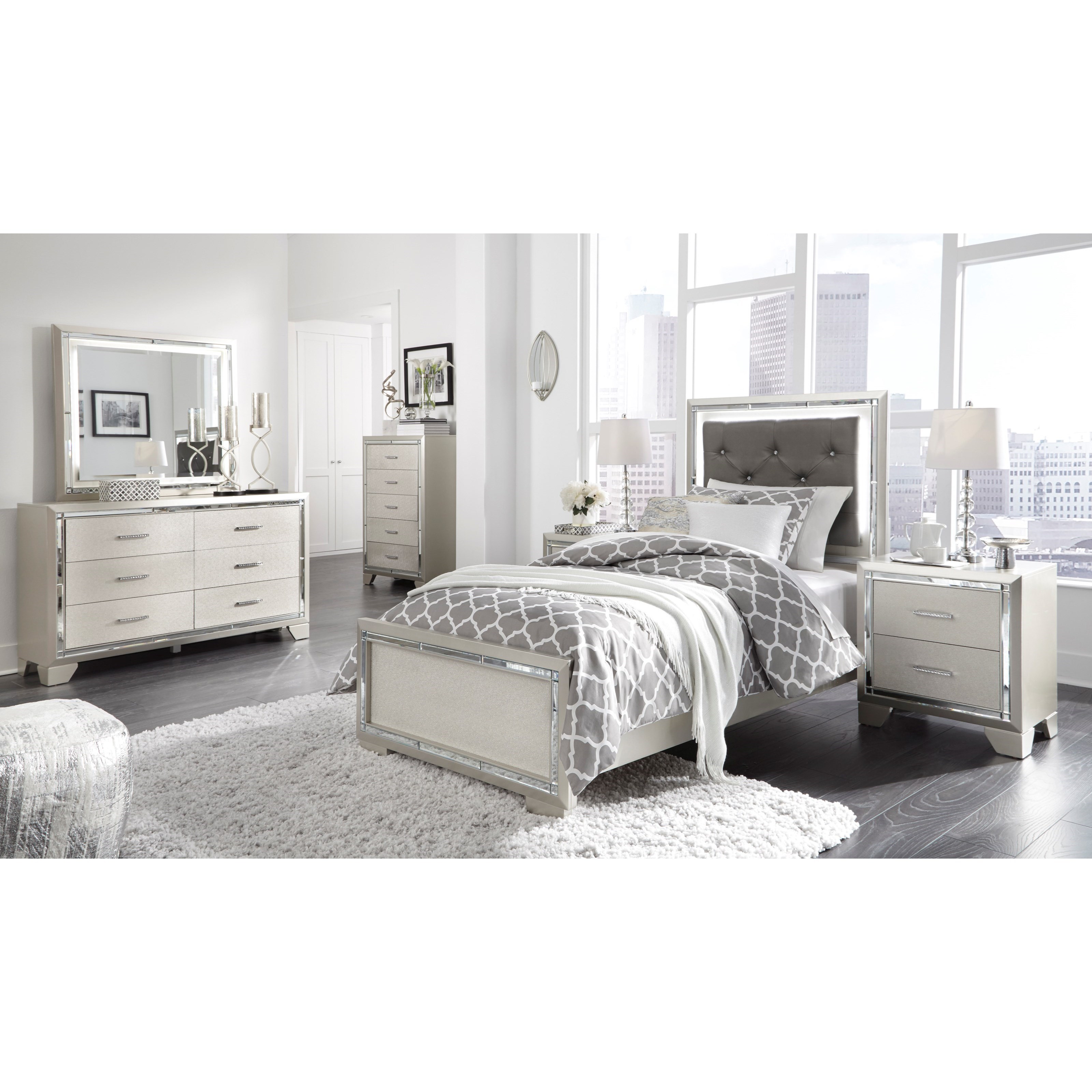 Signature Design by Ashley Lonnix Glam Upholstered Twin ...