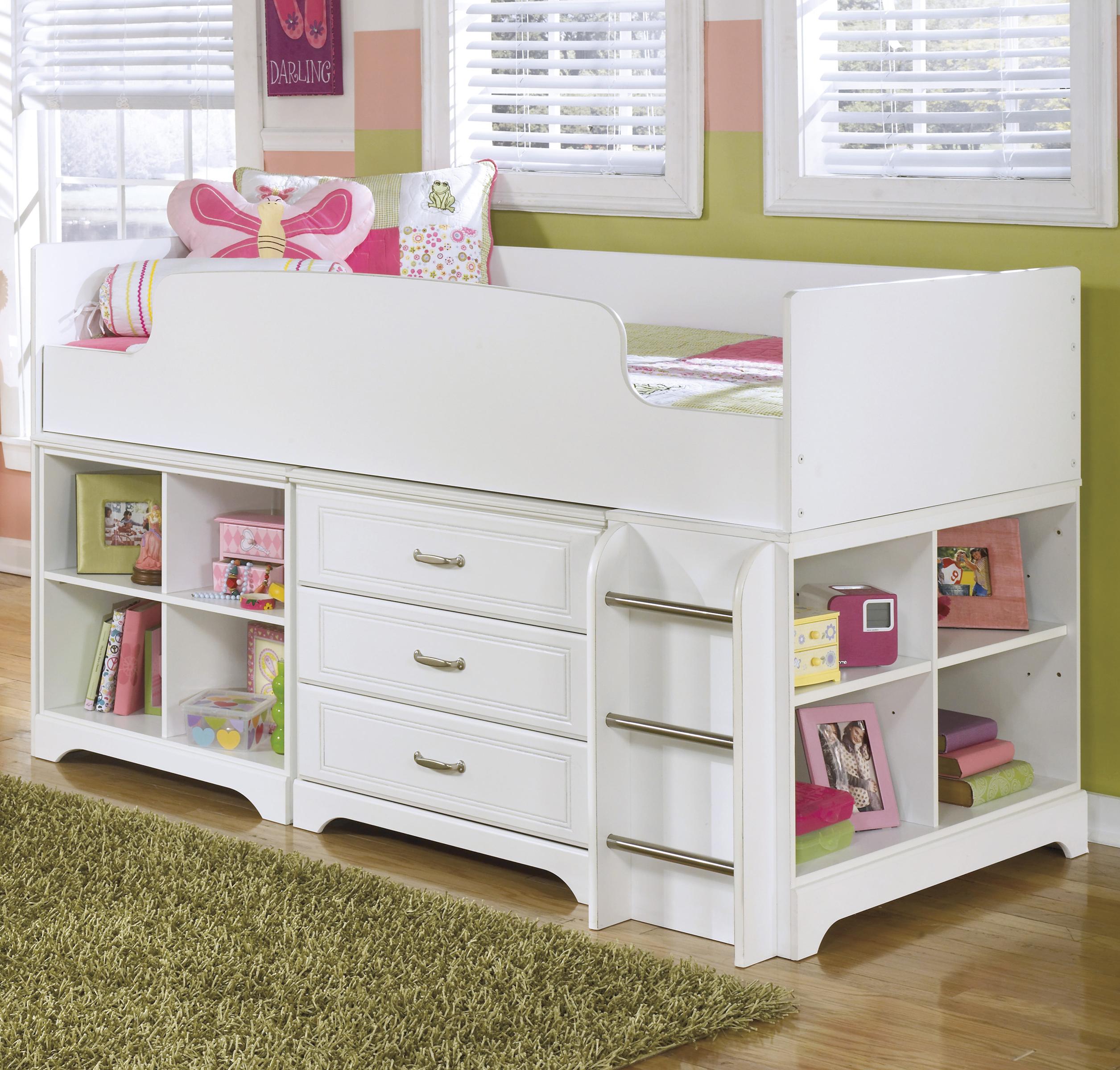Ashley Signature Design Lulu Twin Loft Bed w Loft Bin 