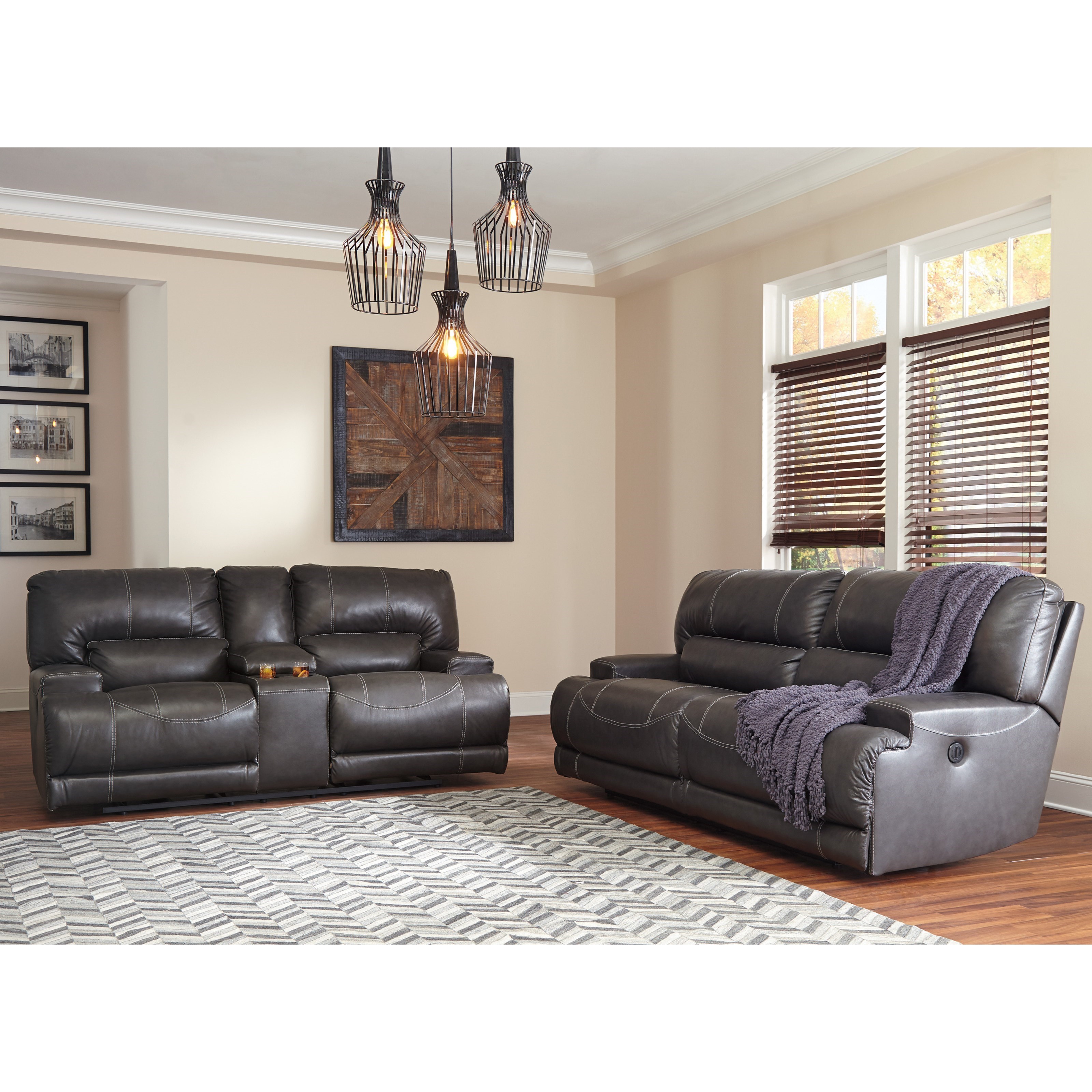 Signature Design by Ashley McCaskill Contemporary Leather Match 2-Seat Reclining Power Sofa | A1 ...