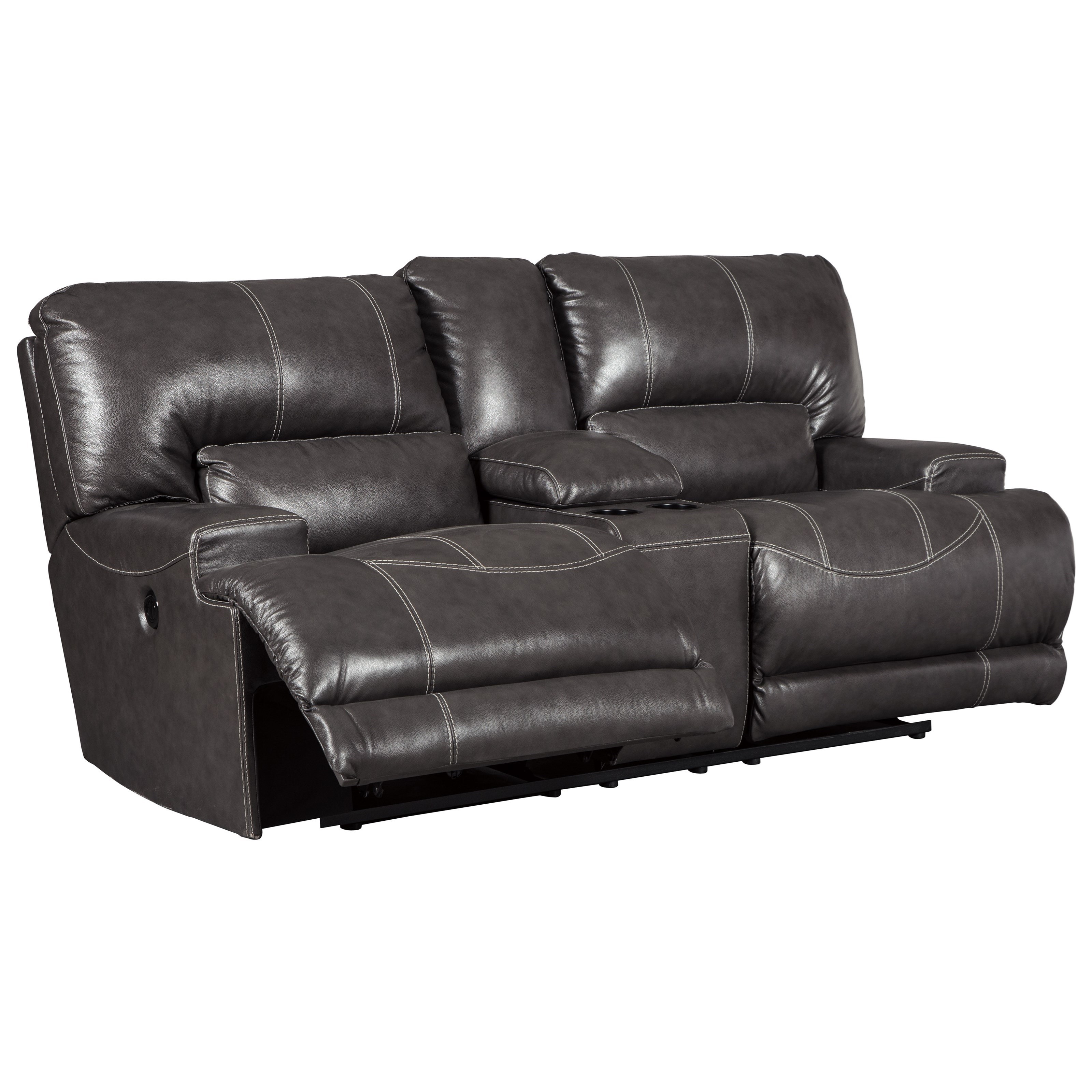 Signature Design by Ashley McCaskill Contemporary Leather Match Double Reclining Power Loveseat ...