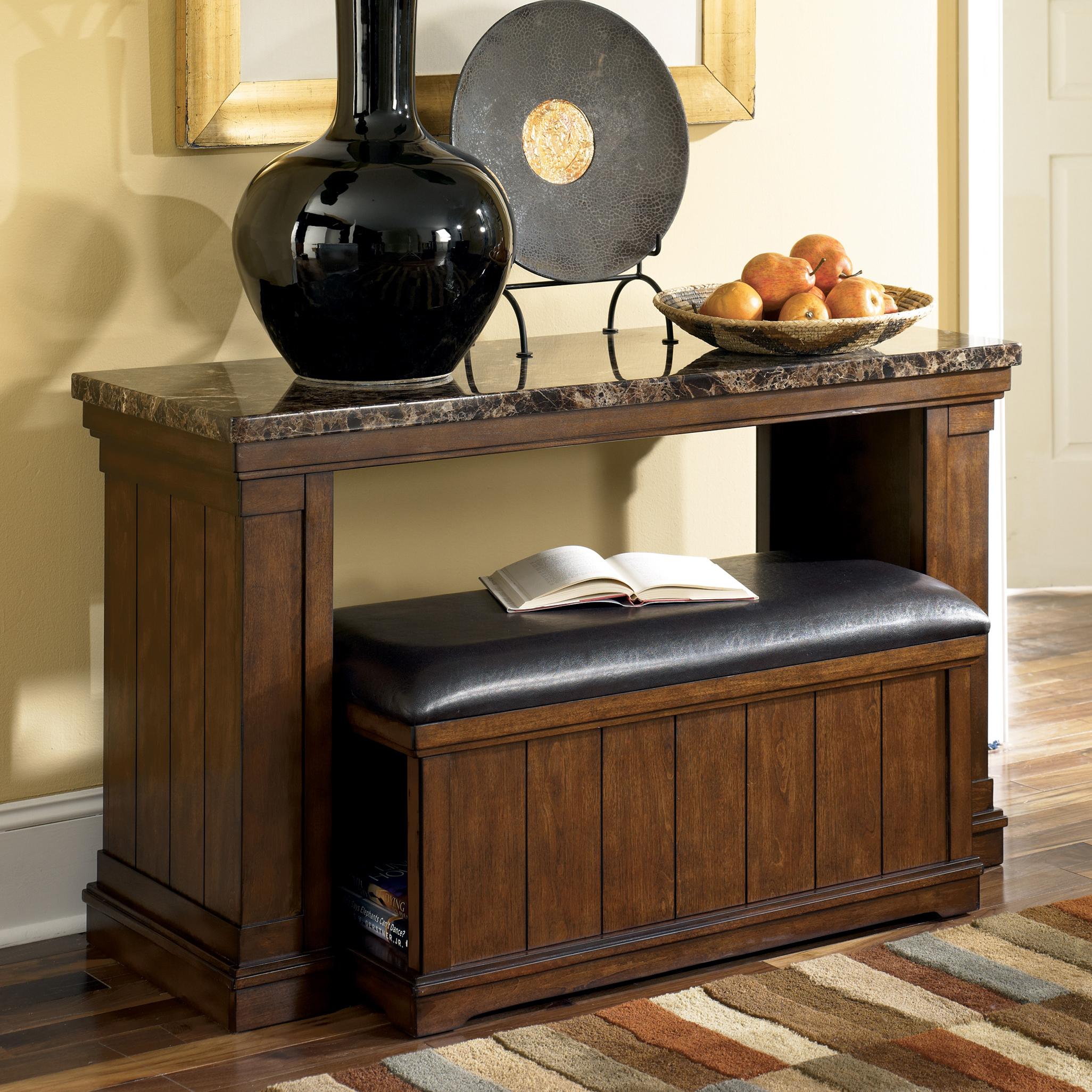 Signature Design By Ashley Merihill Faux Marble Sofa Table W Signature Design By Ashley Merihill Faux Marble Sofa Table W Nesting Leather Bench Ottoman Ahfa Console Dealer Locator