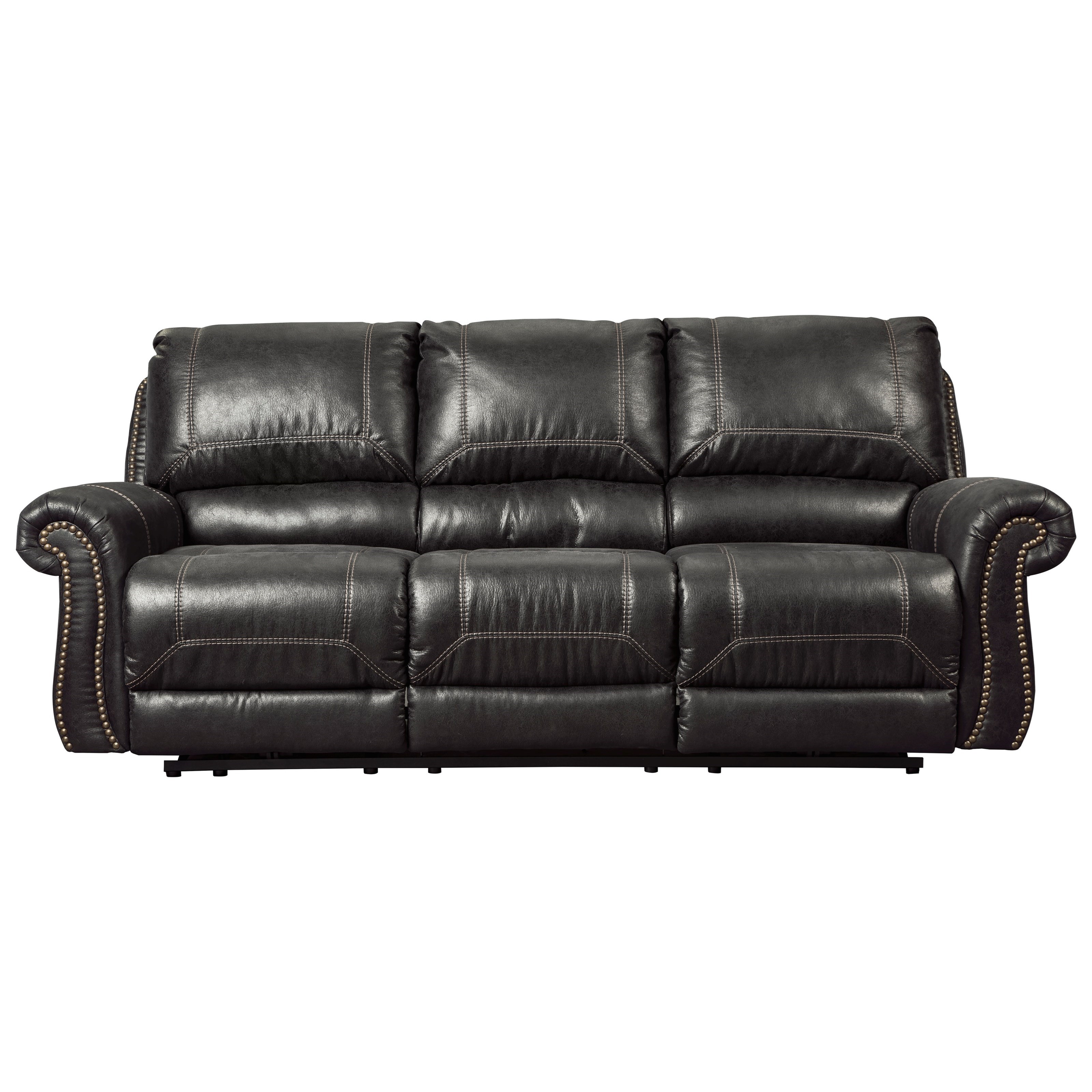 Signature Design By Ashley Milhaven Reclining Sofa With Rolled Arms Reclining Sofa