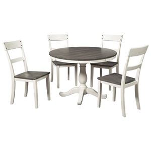 Nelling Farmhouse Two-Tone 5-Piece Round Dining Table Set by Signature Design by Ashley at Royal Furniture
