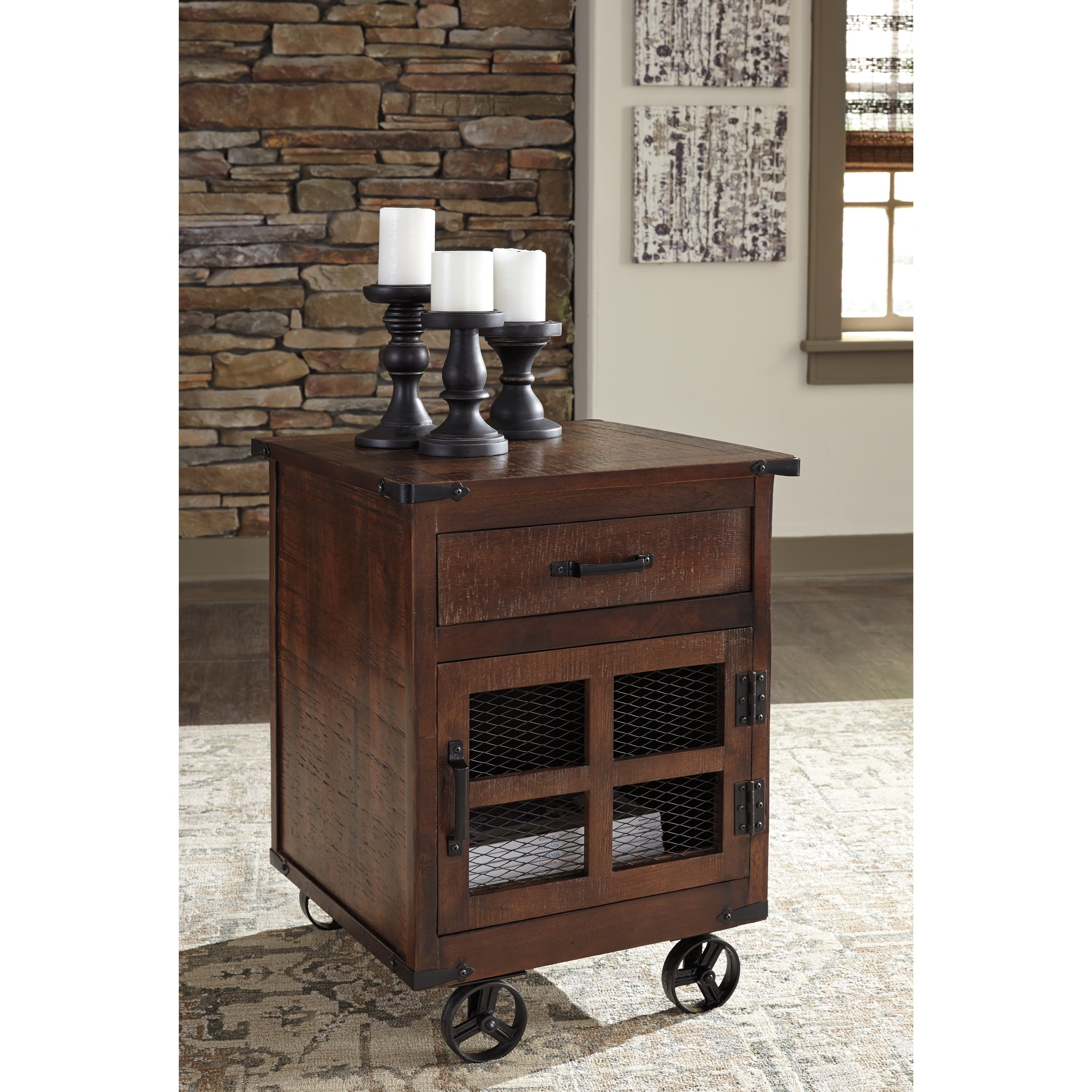 Ashley (Signature Design) Norlandon Rustic Industrial Square End Table