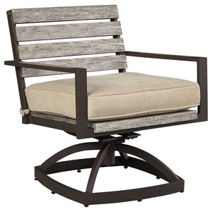 Signature Design by Ashley Peachstone Set of 2 Outdoor Swivel Chairs w/ Cushion