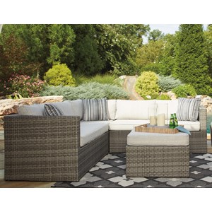 Outdoor Sectionals Akron Cleveland Canton Medina Youngstown Signature Design By Ashley Peckham Park Outdoor Sectional Set With Ottoman