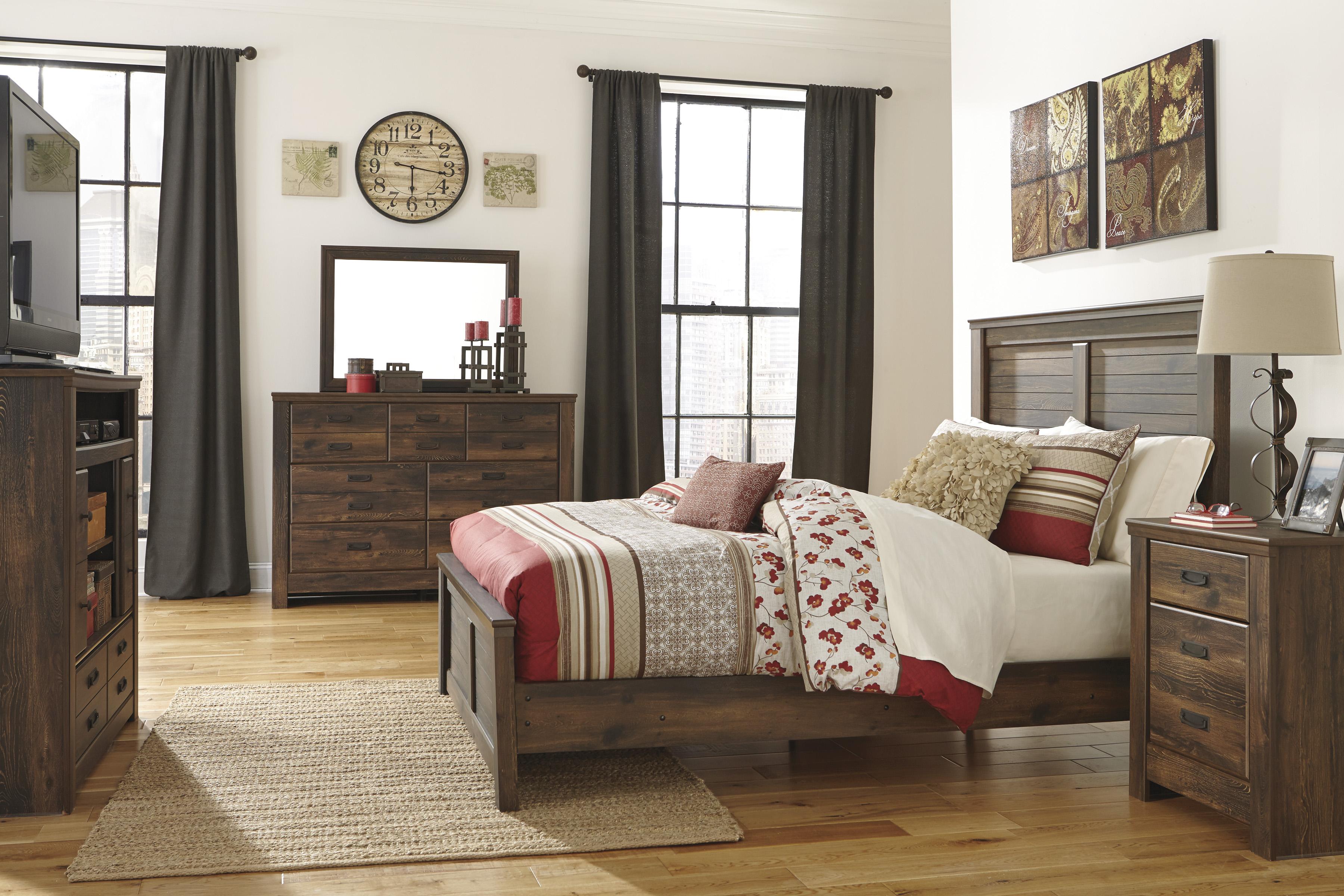 Signature Design by Ashley Quinden B246-49 Rustic Media Chest with Doors | Household Furniture ...