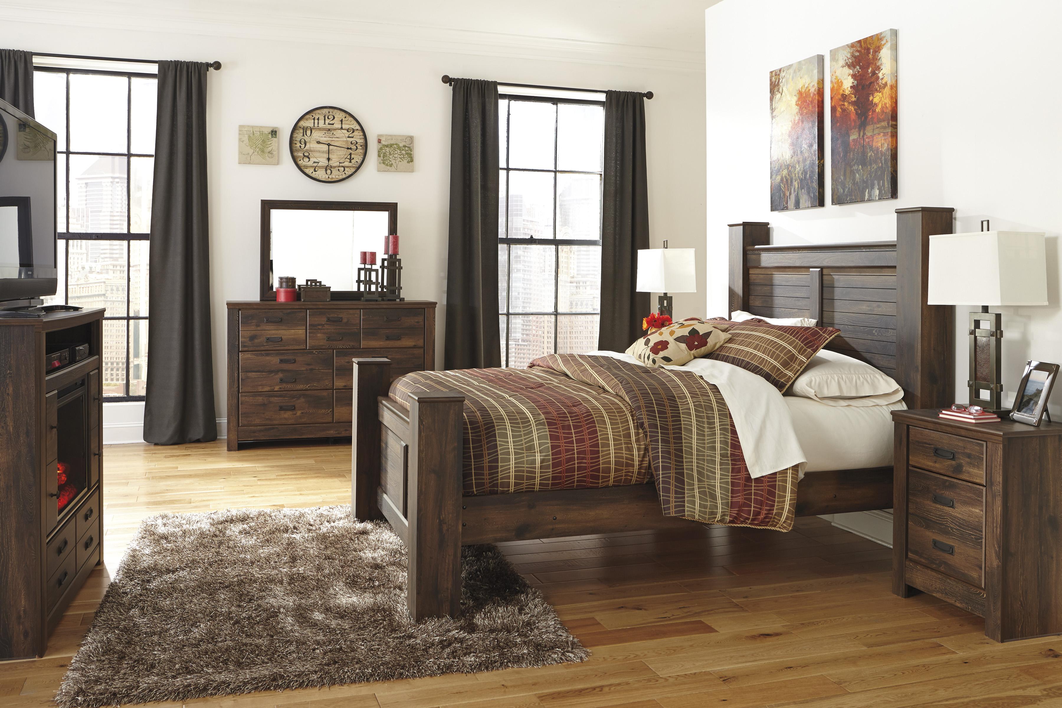 Signature Design by Ashley Quinden Rustic Queen Poster Bed ...