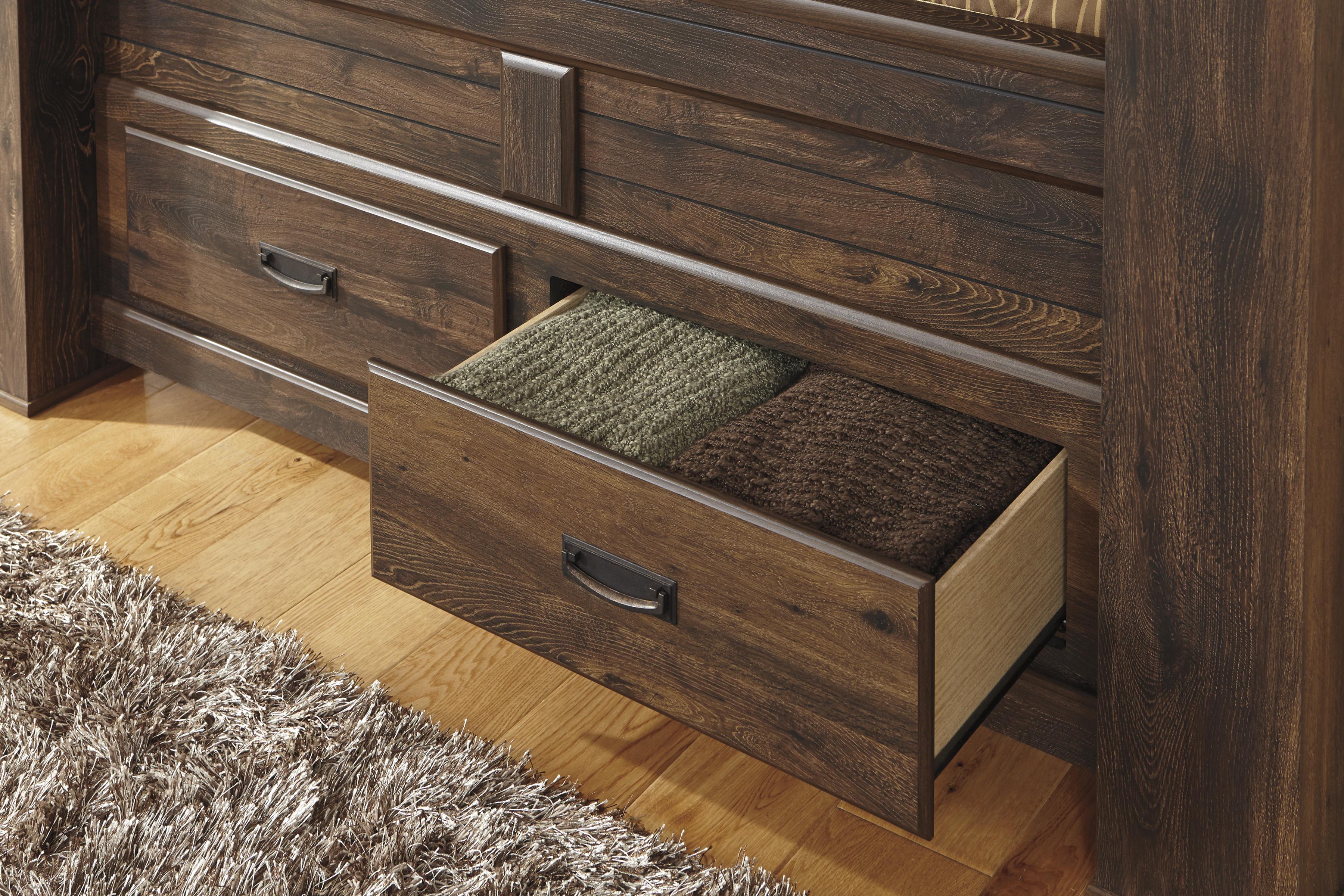 Signature Design by Ashley Quinden Rustic King Poster Bed with Storage