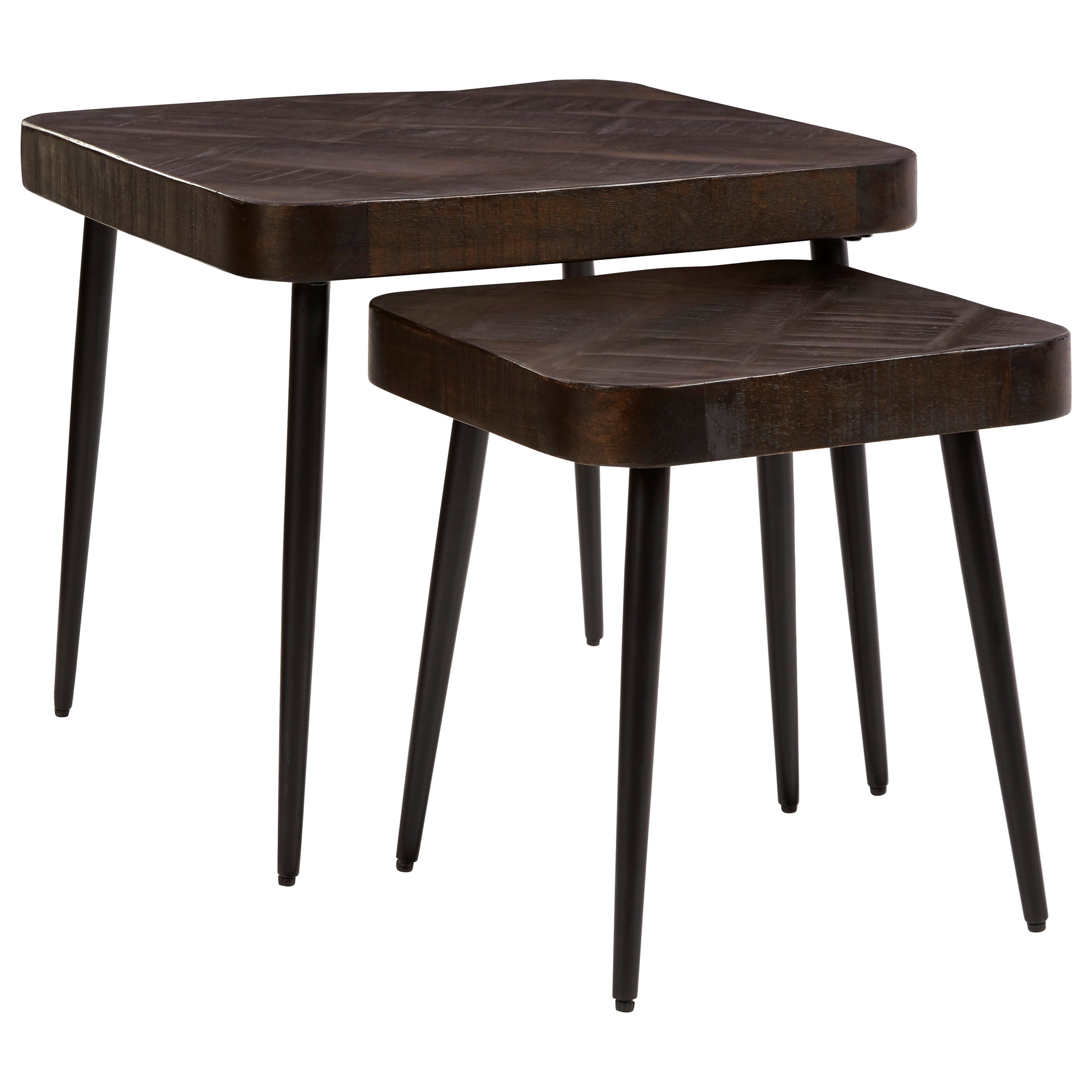 Signature Design By Ashley Ravenwood A4000288 2 Piece Solid Wood Metal Nesting Accent Table Set Lapeer Furniture Mattress Center End Tables