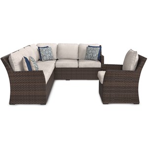 Signature Design by Ashley Salceda Outdoor 2-Piece Sectional & Lounge Chair Set