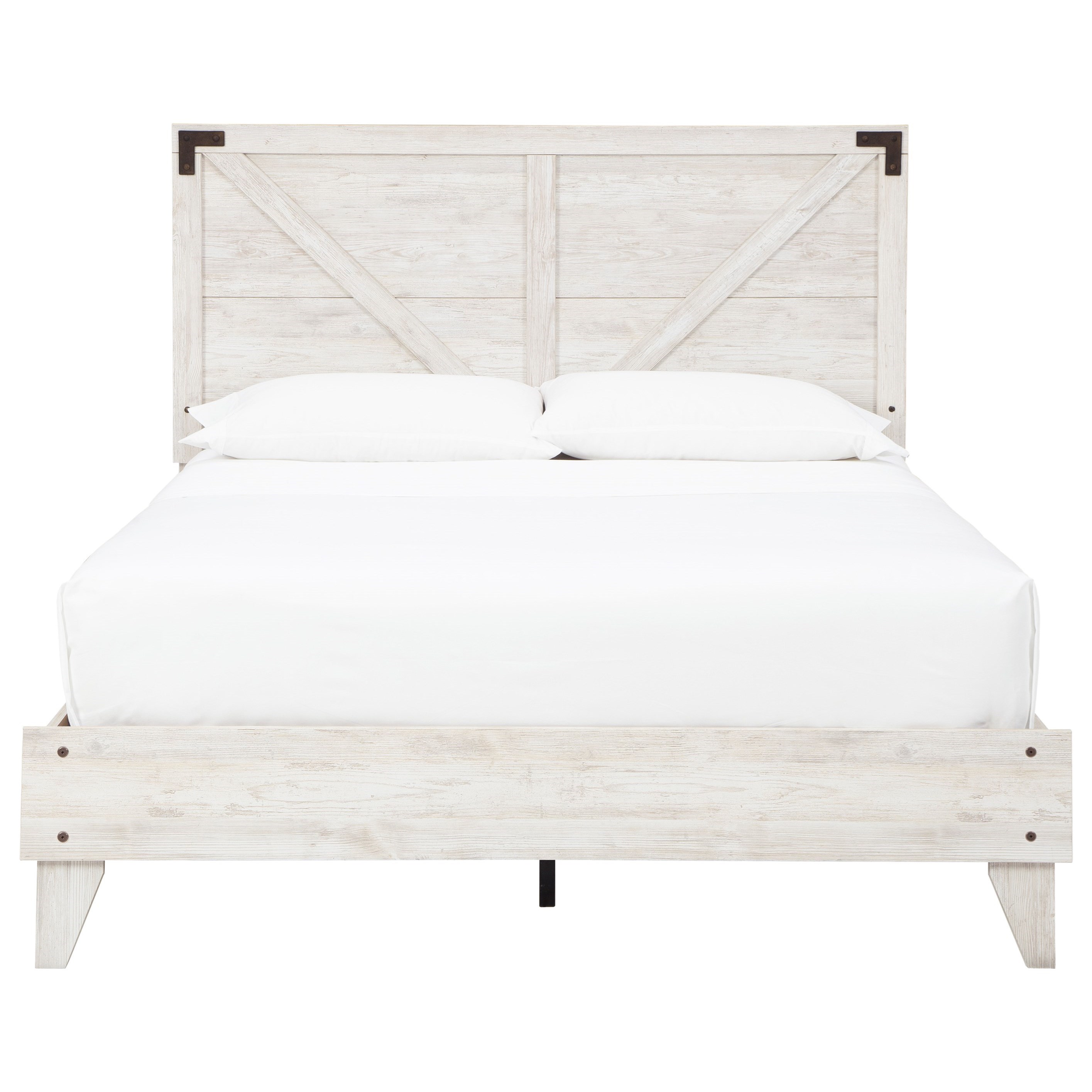 Signature Design By Ashley Shawburn Farmhouse Queen Platform Bed With Panel Headboard A1 Furniture Mattress Platform Beds Low Profile Beds