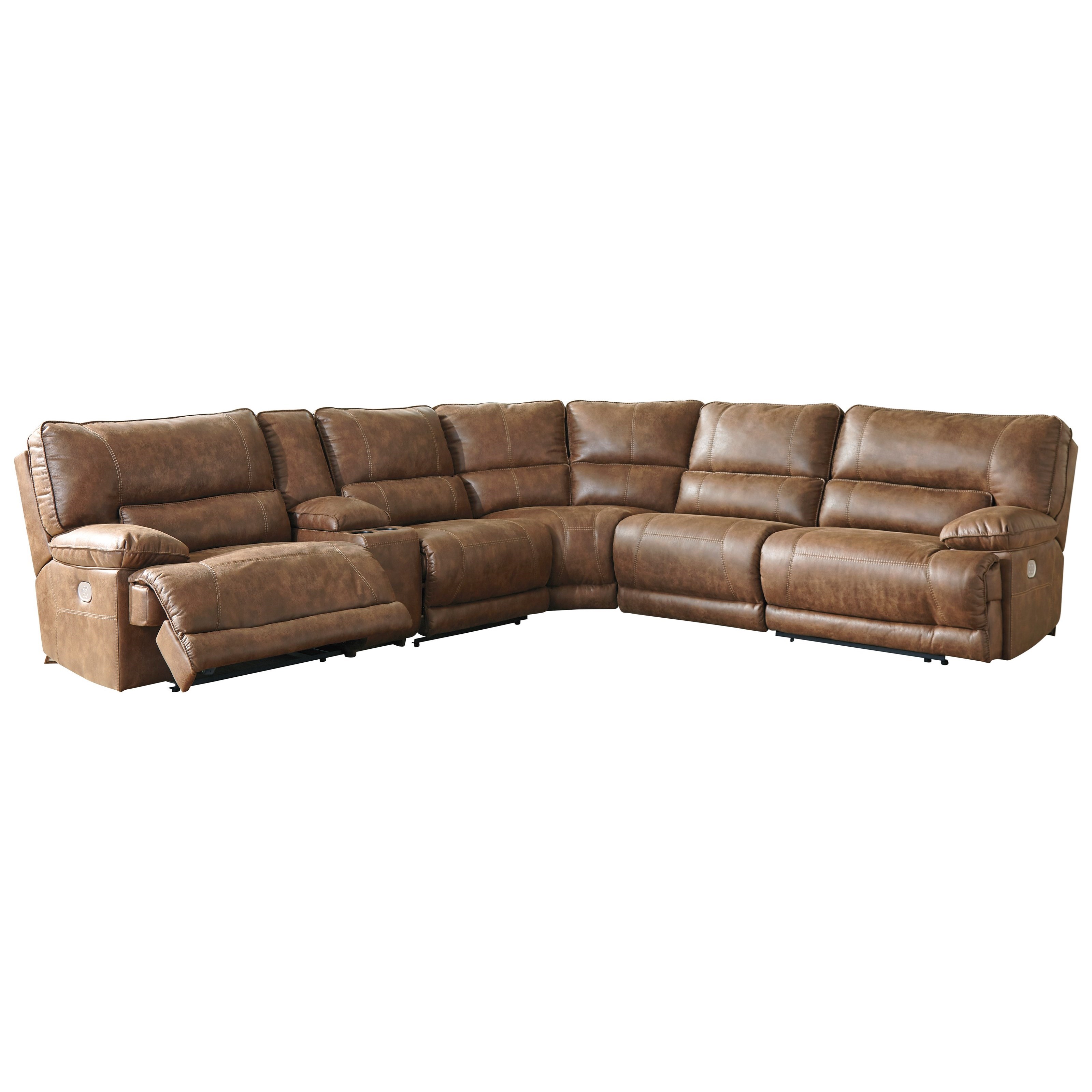 Signature Design By Ashley Thurles Reclining Sectional With Storage Console Houston S Yuma Furniture Sofas Reclining Sectional Sofas