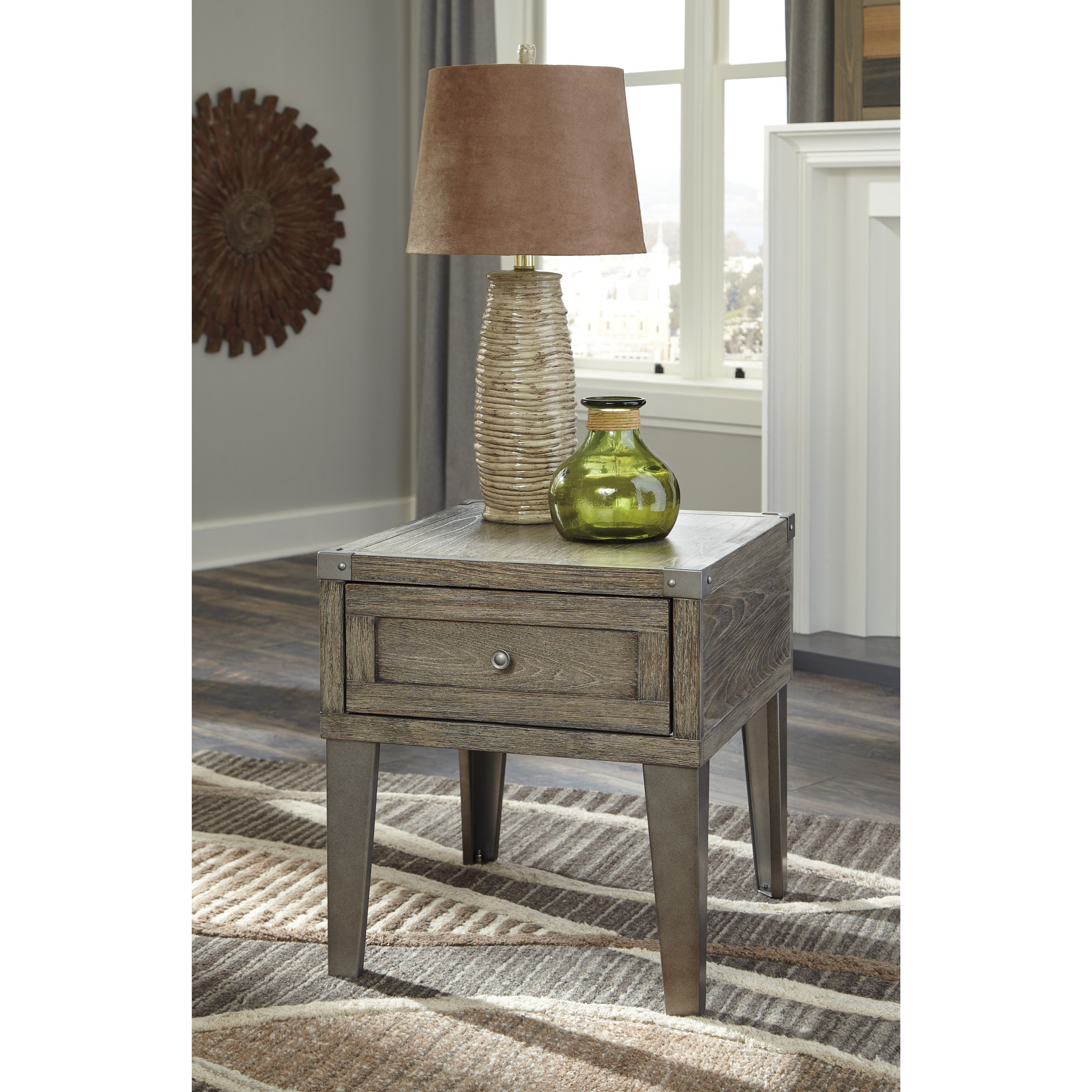 Signature Design by Ashley Chazney Rectangular End Table with Outlet & USB Chargers | Godby Home ...