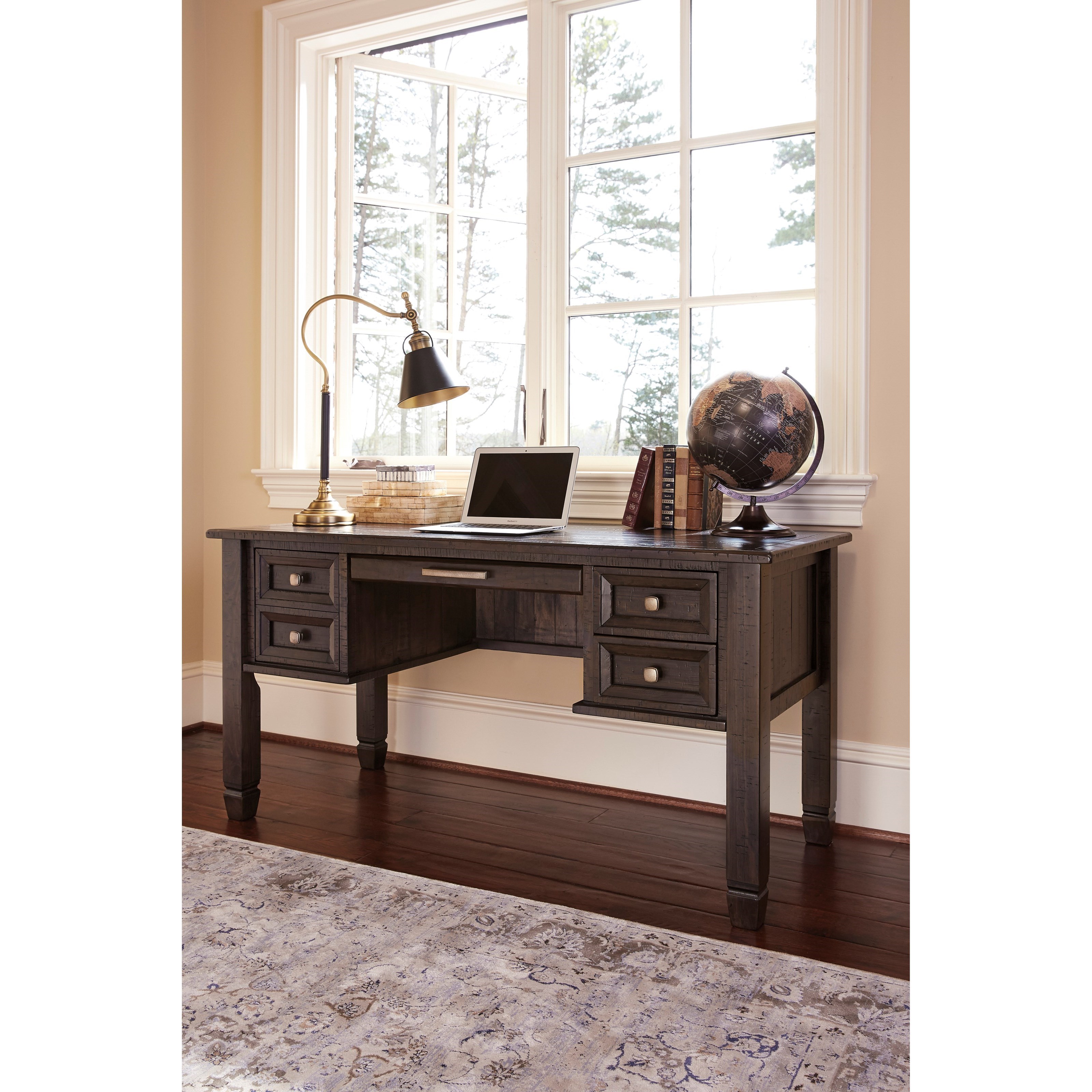 Signature Design by Ashley Townser H636-27 Solid Pine Home Office Desk with 3 Drawers ...
