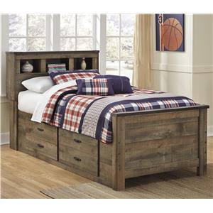 Signature Design by Ashley Trinell Twin Bookcase Bed with Under Bed Storage