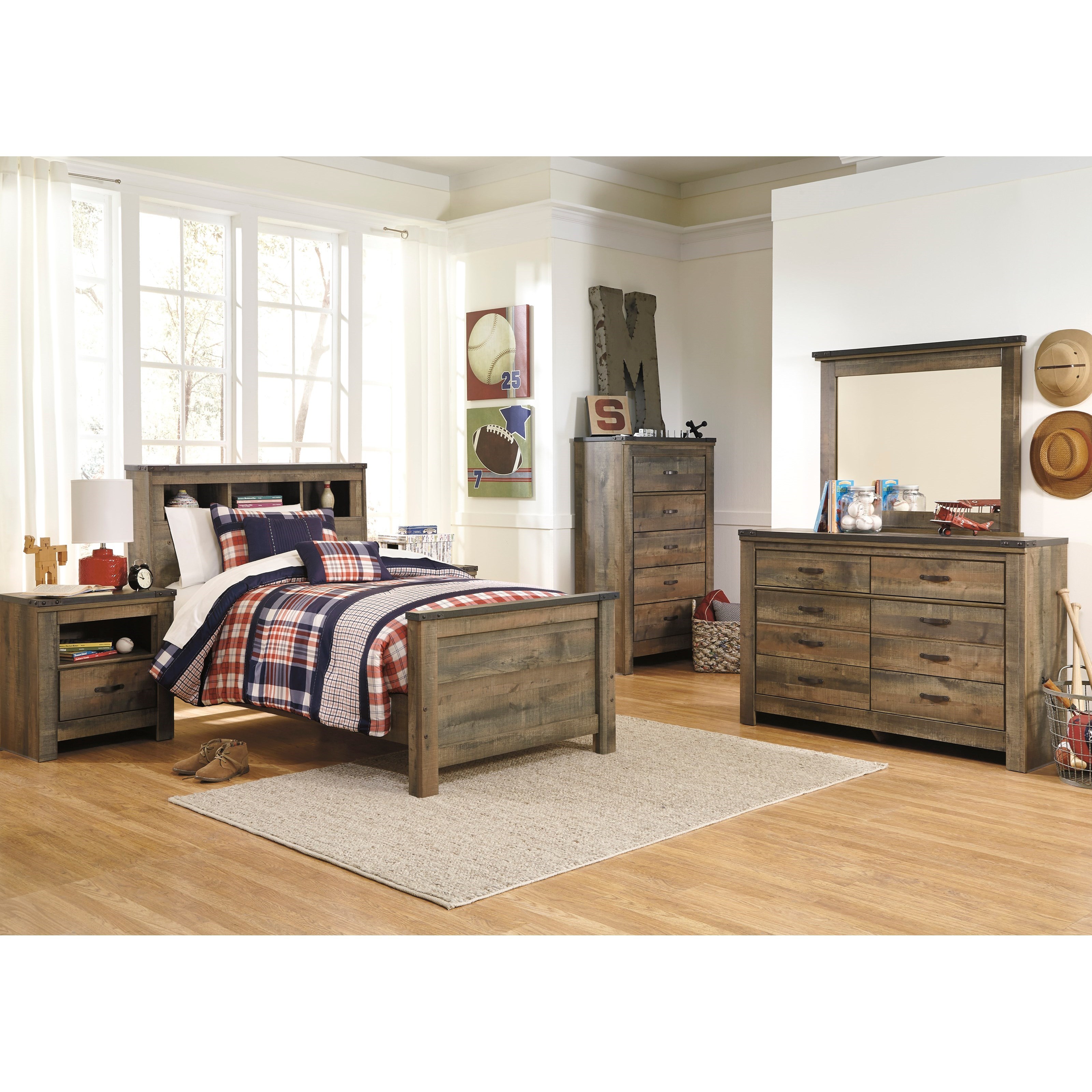 Signature Design by Ashley Trinell Rustic Look Twin ...