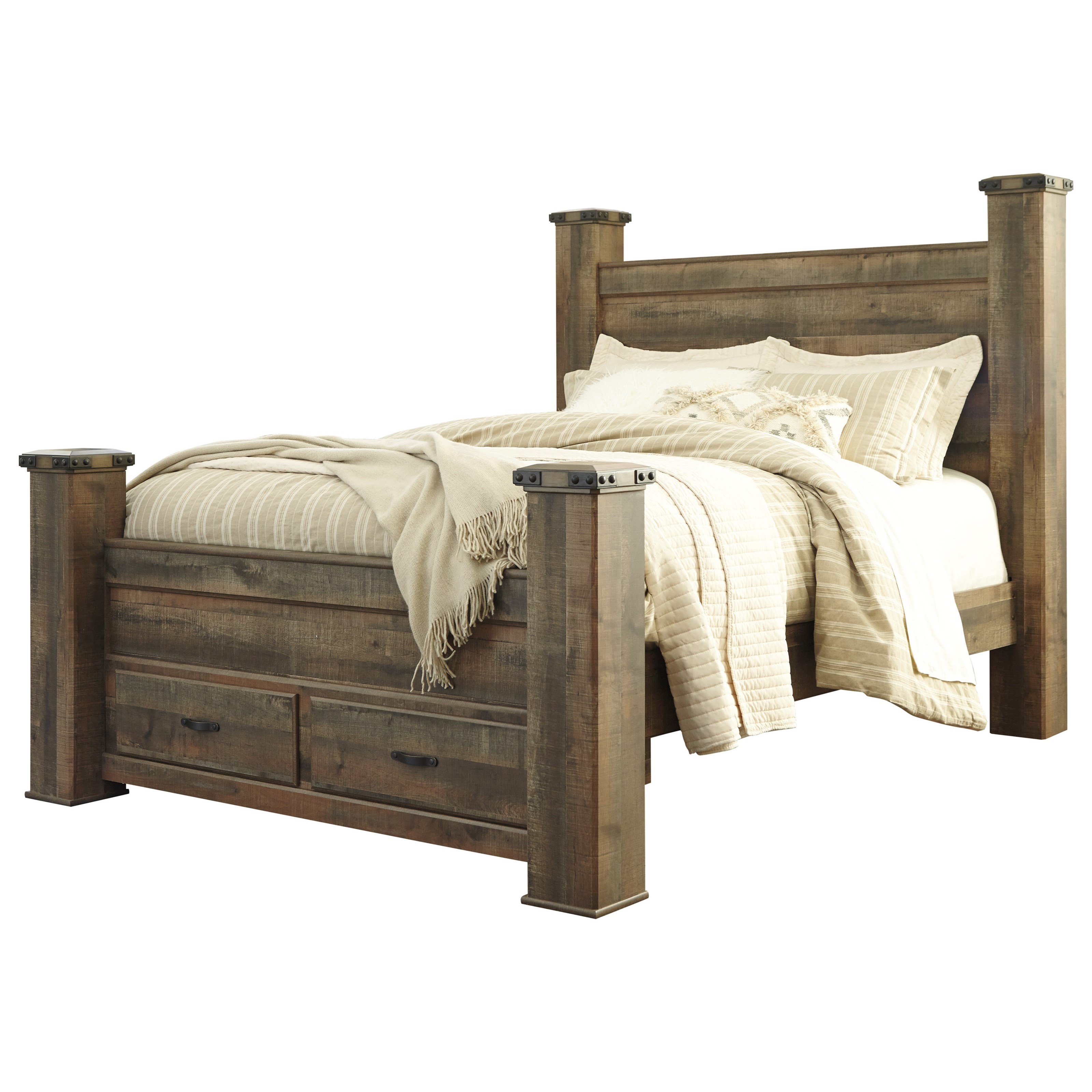 Ashley Signature Design Trinell Rustic Look Queen Storage ...