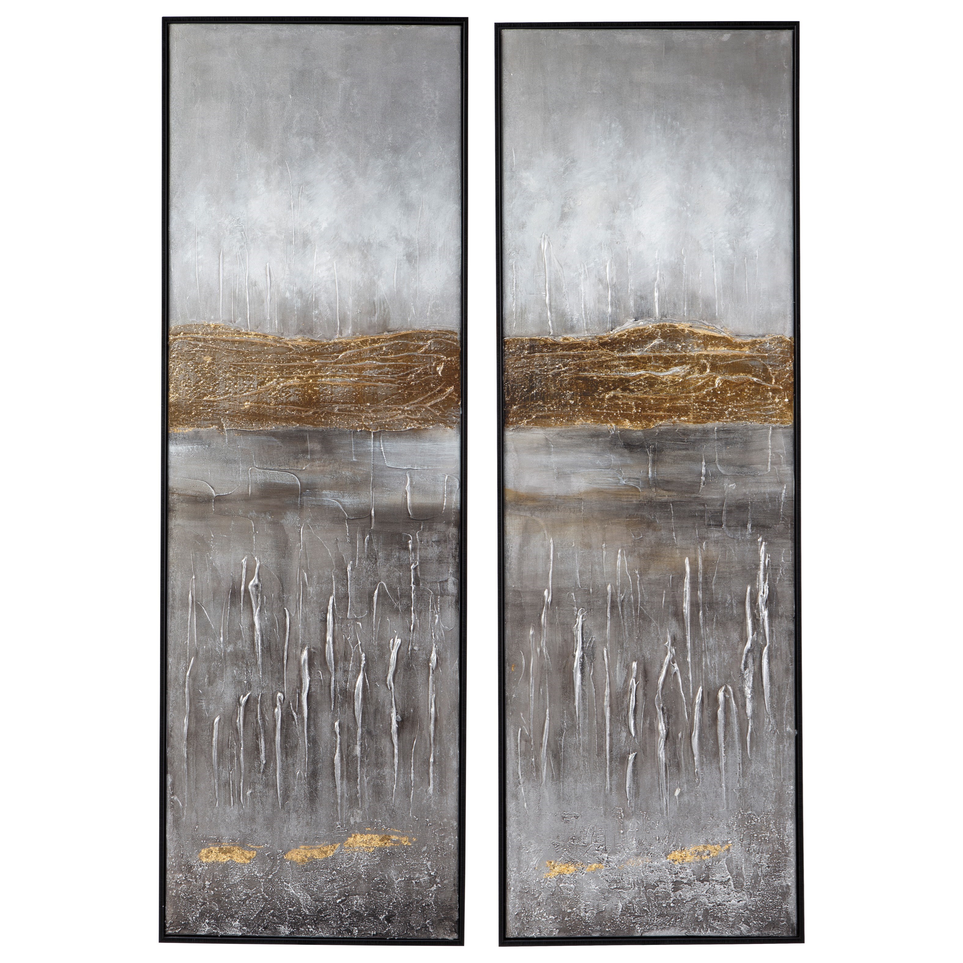 Signature Design By Ashley Wall Art Aniyah Black Gold White Wall Art Set Value City Furniture Prints Paintings