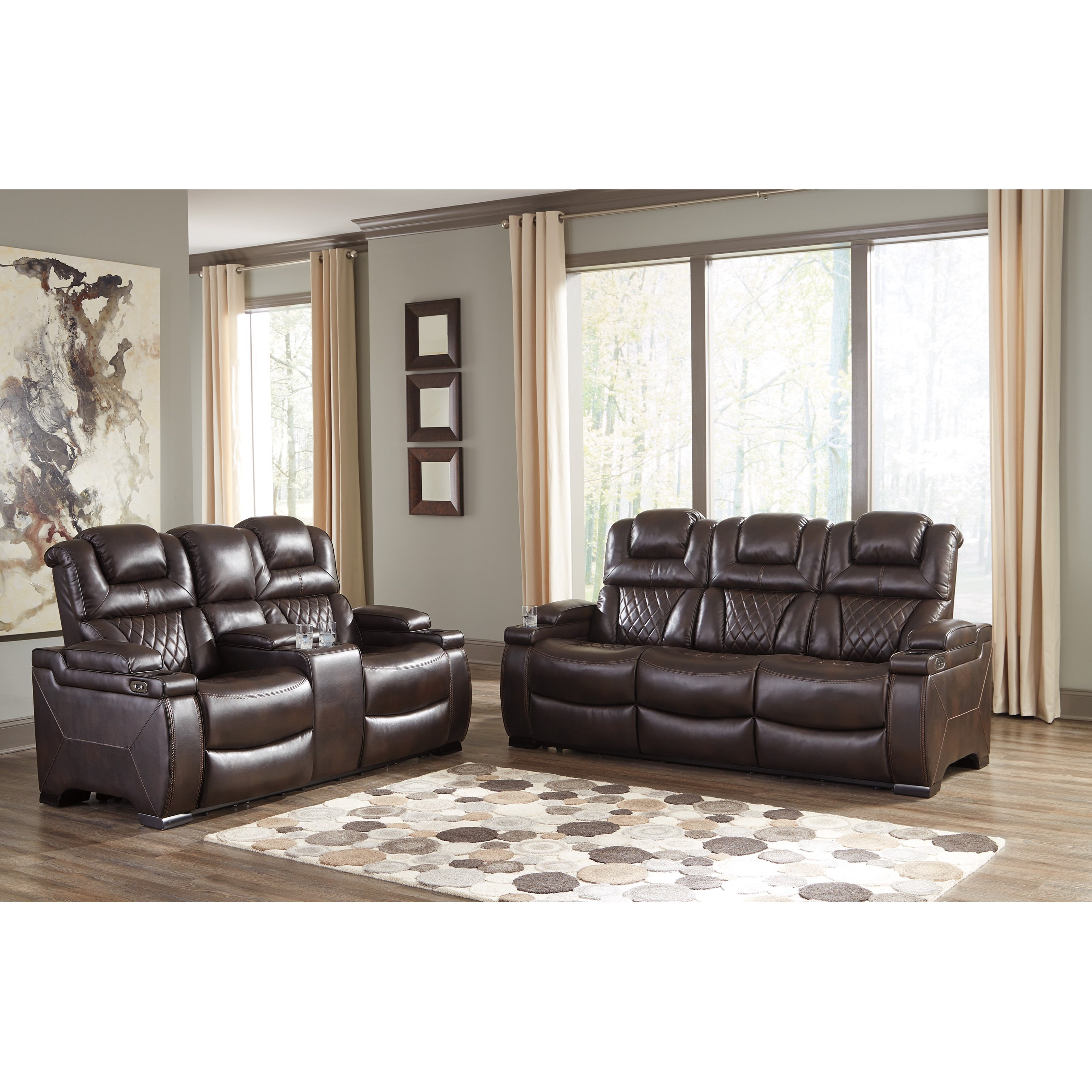 Signature Design by Ashley Warnerton 7540715 Power Reclining Sofa with Adjustable Headrests ...