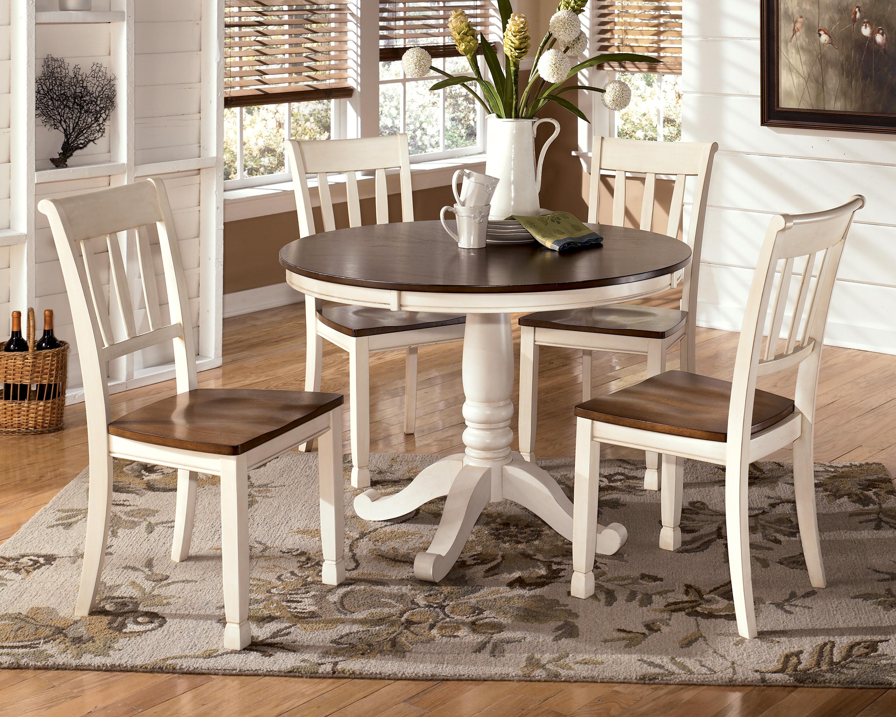 Signature Design by Ashley Whitesburg 5-Piece Two-Tone Cottage Round Table Set | Wayside ...