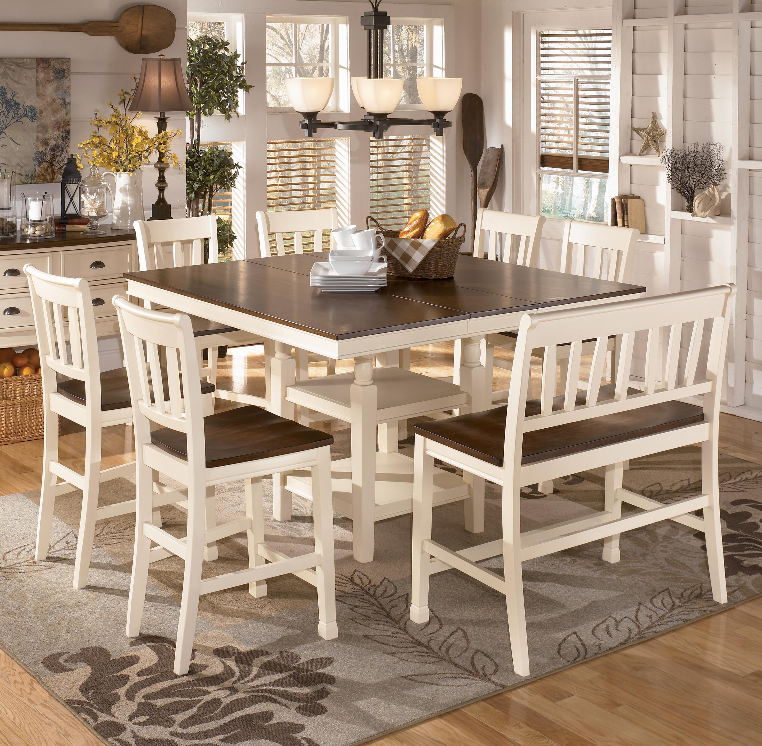 Signature Design By Ashley Whitesburg 8 Piece Square Counter Signature Design By Ashley Whitesburg 8 Piece Square Counter Extension Table Set With Double Barstool Ahfa Pub And Stool Dealer Locator