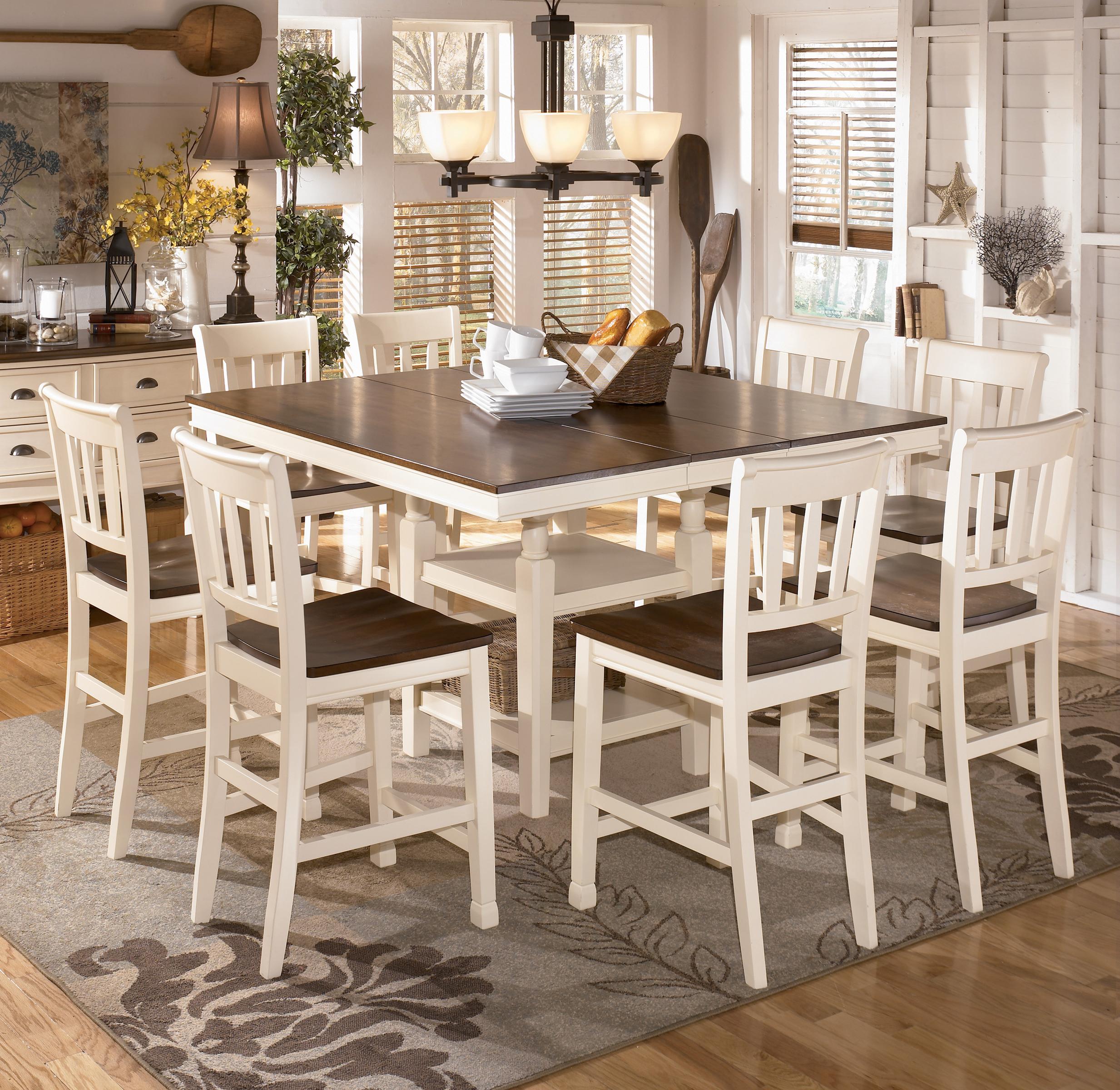 Signature Design By Ashley Whitesburg 9 Piece Square Counter Signature Design By Ashley Whitesburg 9 Piece Square Counter Extension Table Set Ahfa Pub And Stool Dealer Locator