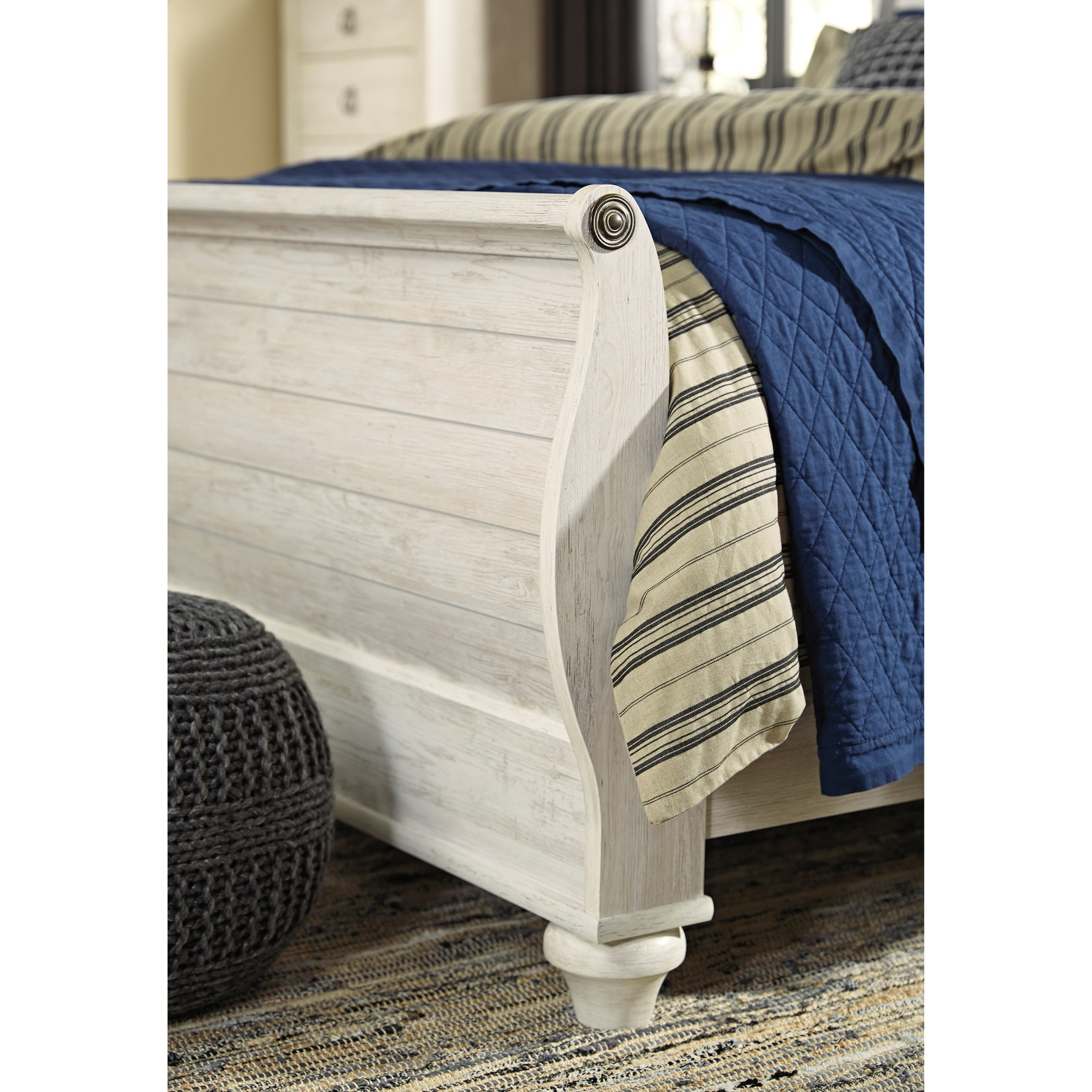 Signature Design by Ashley Willowton King Sleigh Bed in Washed Rustic