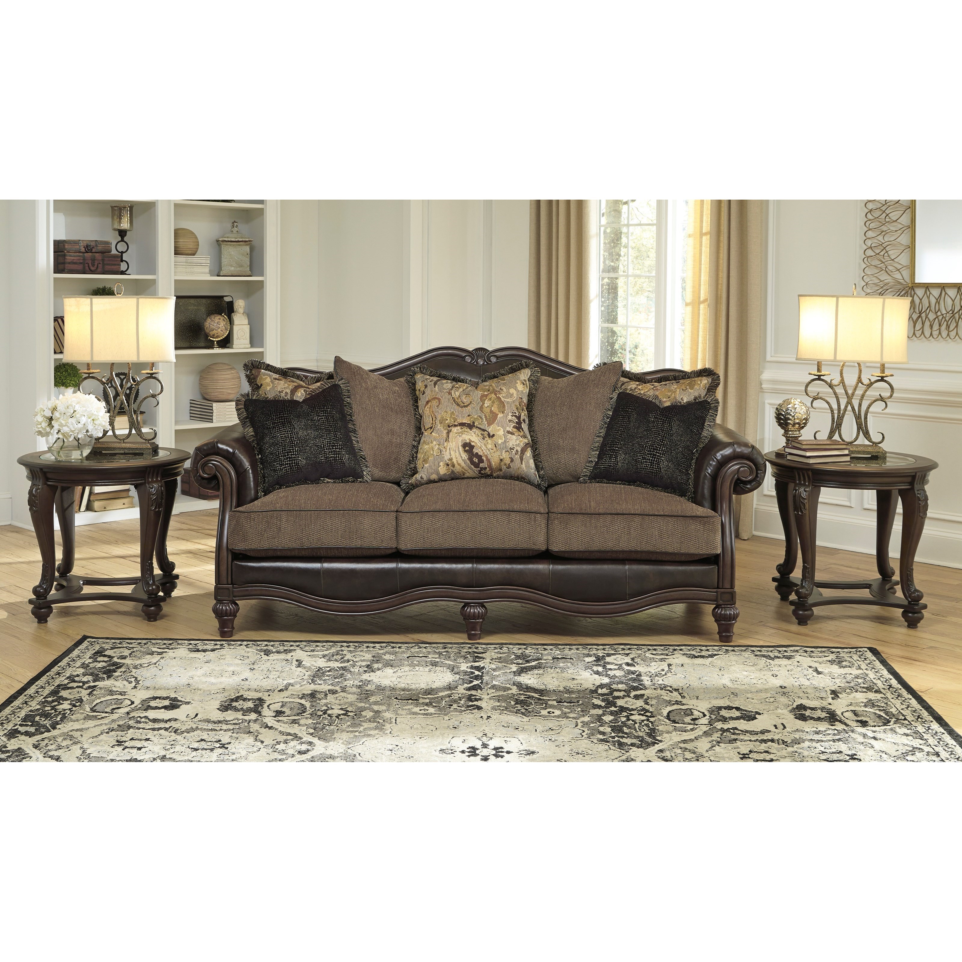Signature Design by Ashley Winnsboro DuraBlend 5560238 Traditional Fabric/Bonded Leather Match ...
